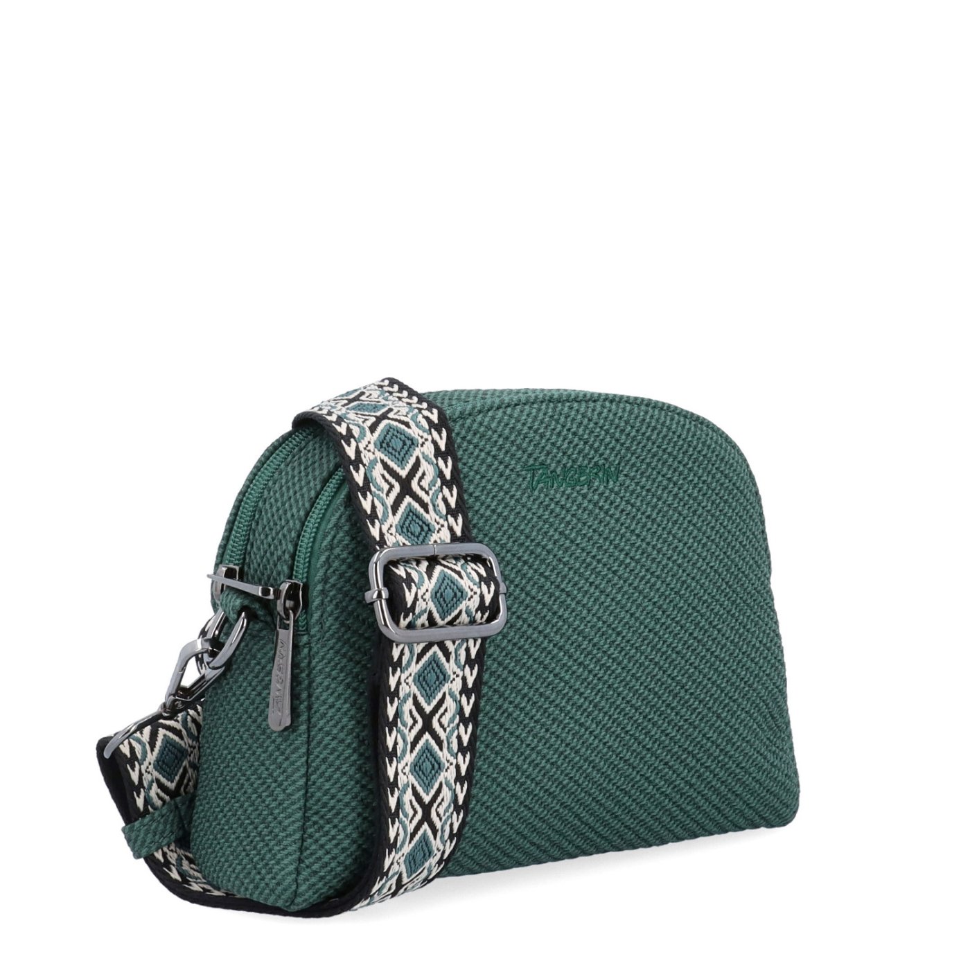 Štýlová crossbody kabelka s textúrovaným povrchom Tangerin materiál syntetická koža zapínanie na zips farba zelená veľkosť malá 4365 ZE