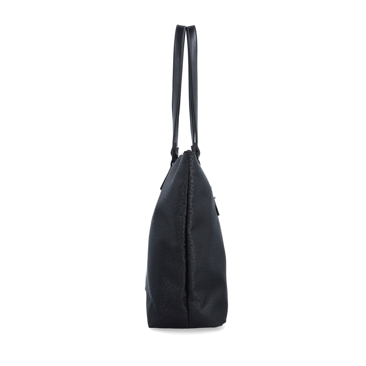Elegantná nylonová kabelka cez rameno Carmelo materiál nylon zapínanie na zips farba čierna veľkosť veľká 6601 C LE Z boku
