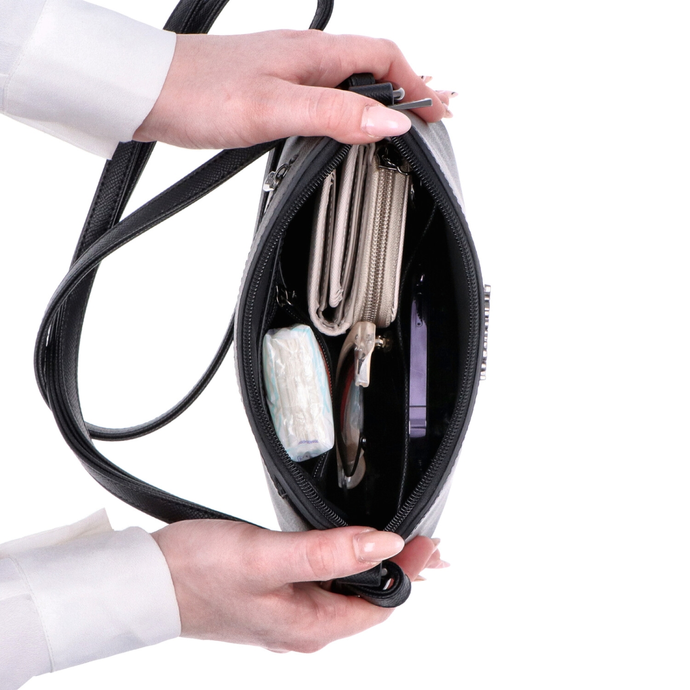 Malá crossbody kabelka s minimalistickým dizajnom Le Sands materiál syntetická koža zapínanie na zips farba modrá veľkosť malá 4611 TM Vnútro