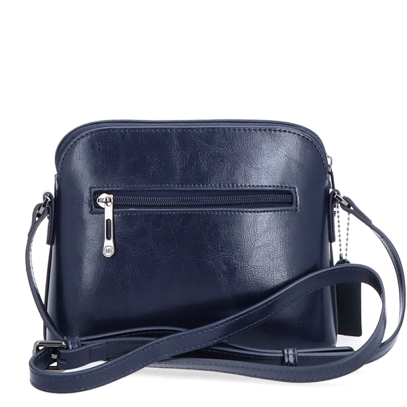 Luxusná malá kožená crossbody kabelka Noelia Bolger materiál kože zapínanie na zips farba modrá veľkosť malá NB 0080 TM Zozadu