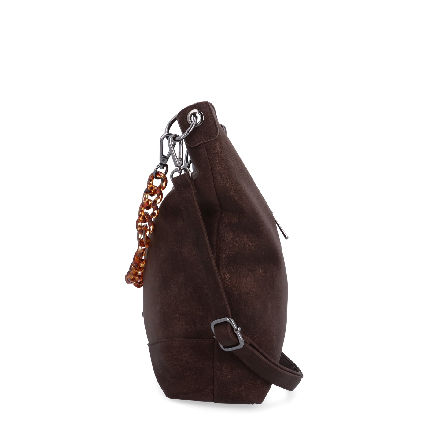 Štýlová crossbody kabelka s odnímateľným reťazom Carmelo materiál syntetická koža zapínanie na zips farba hnedá veľkosť stredná 4660 H Z boku