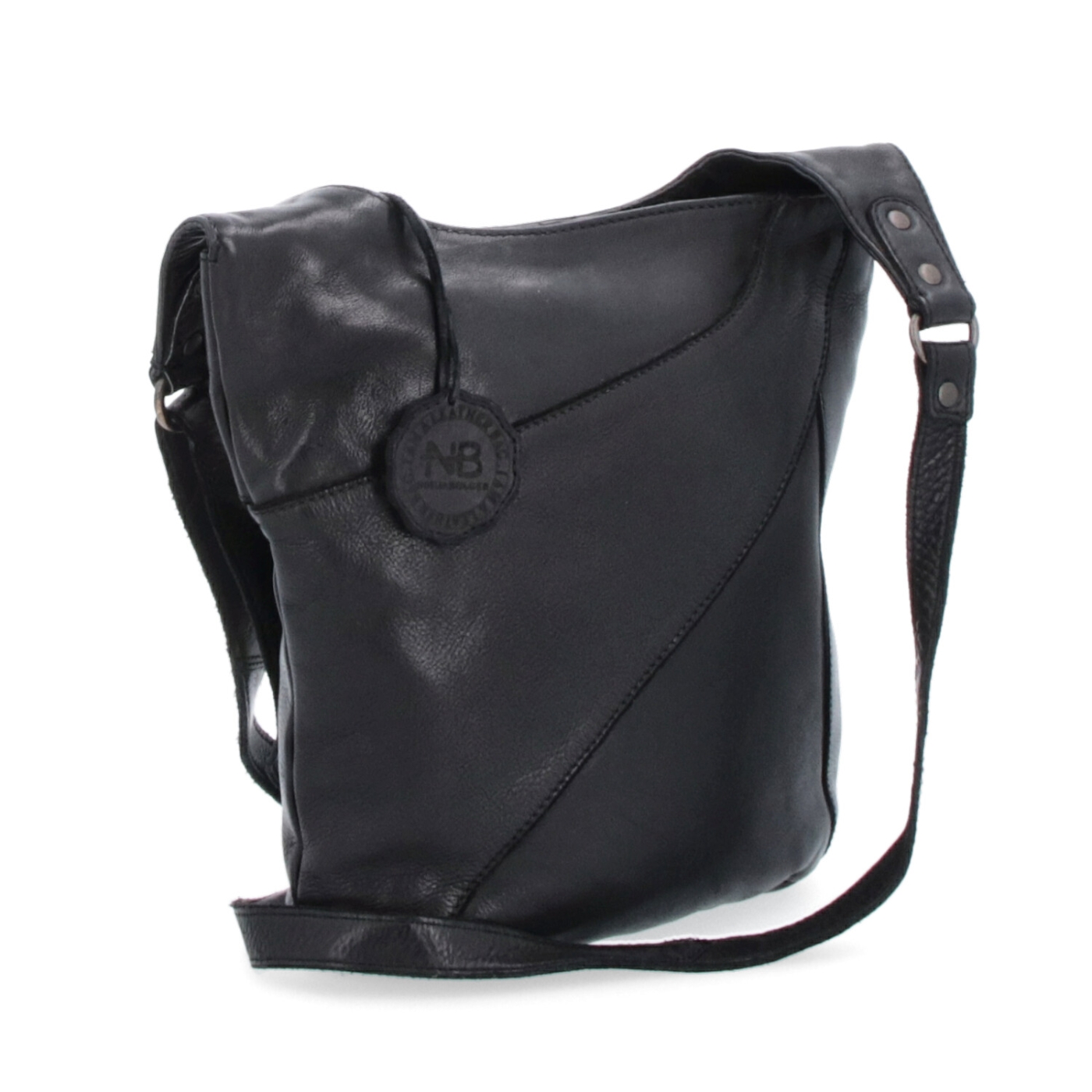 Elegantná kožená crossbody kabelka s vreckami Noelia Bolger materiál kože zapínanie na zips farba čierna veľkosť malá NB 2101 C