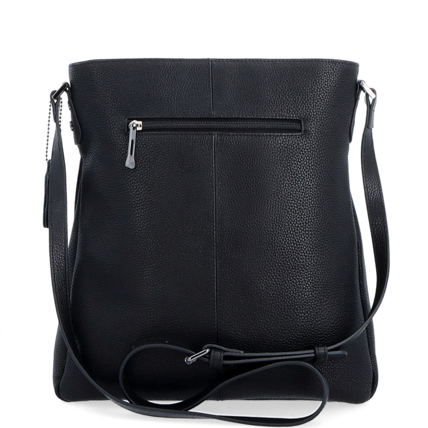 Minimalistická kožená crossbody kabelka na každý deň Noelia Bolger materiál kože zapínanie na zips farba čierna veľkosť stredná NB 3005 C Zozadu