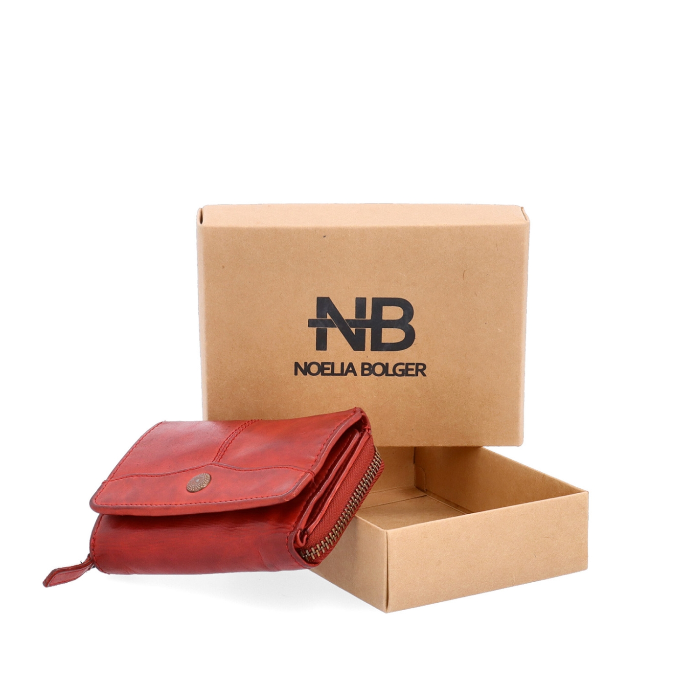 Kožená peňaženka s vreckom na zips Noelia Bolger materiál kože zapínanie na cvok farba červená veľkosť malá 5136 NB CV Krabička