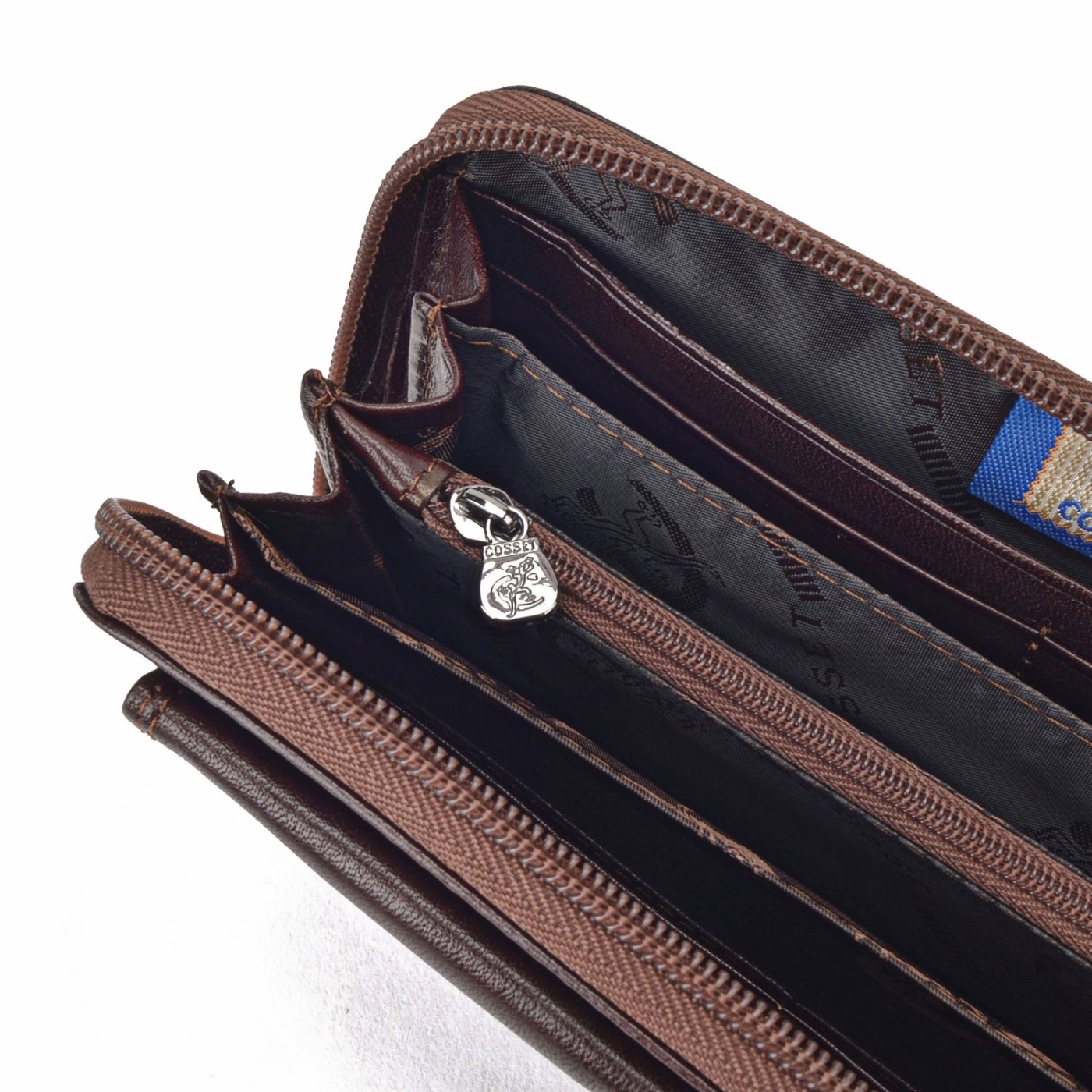 Kožená peňaženka peračník Cosset materiál kože zapínanie na zips farba hnedá veľkosť veľká 4491 Komodo H Detail