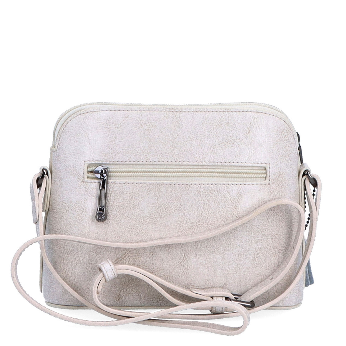 Luxusná malá kožená crossbody kabelka Noelia Bolger materiál kože zapínanie na zips farba biela veľkosť malá NB 0080 OW Zozadu
