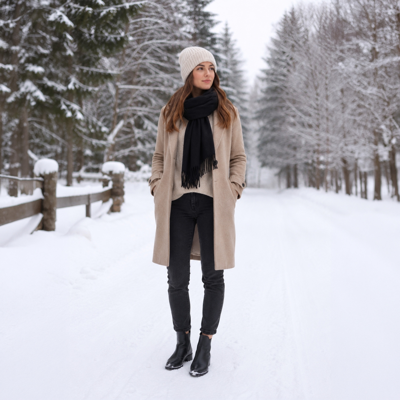 Elegantný jednofarebný šál so strapcami Noelia Bolger materiál Polyester s prímesou vlny farba čierna KZ003 - 01
