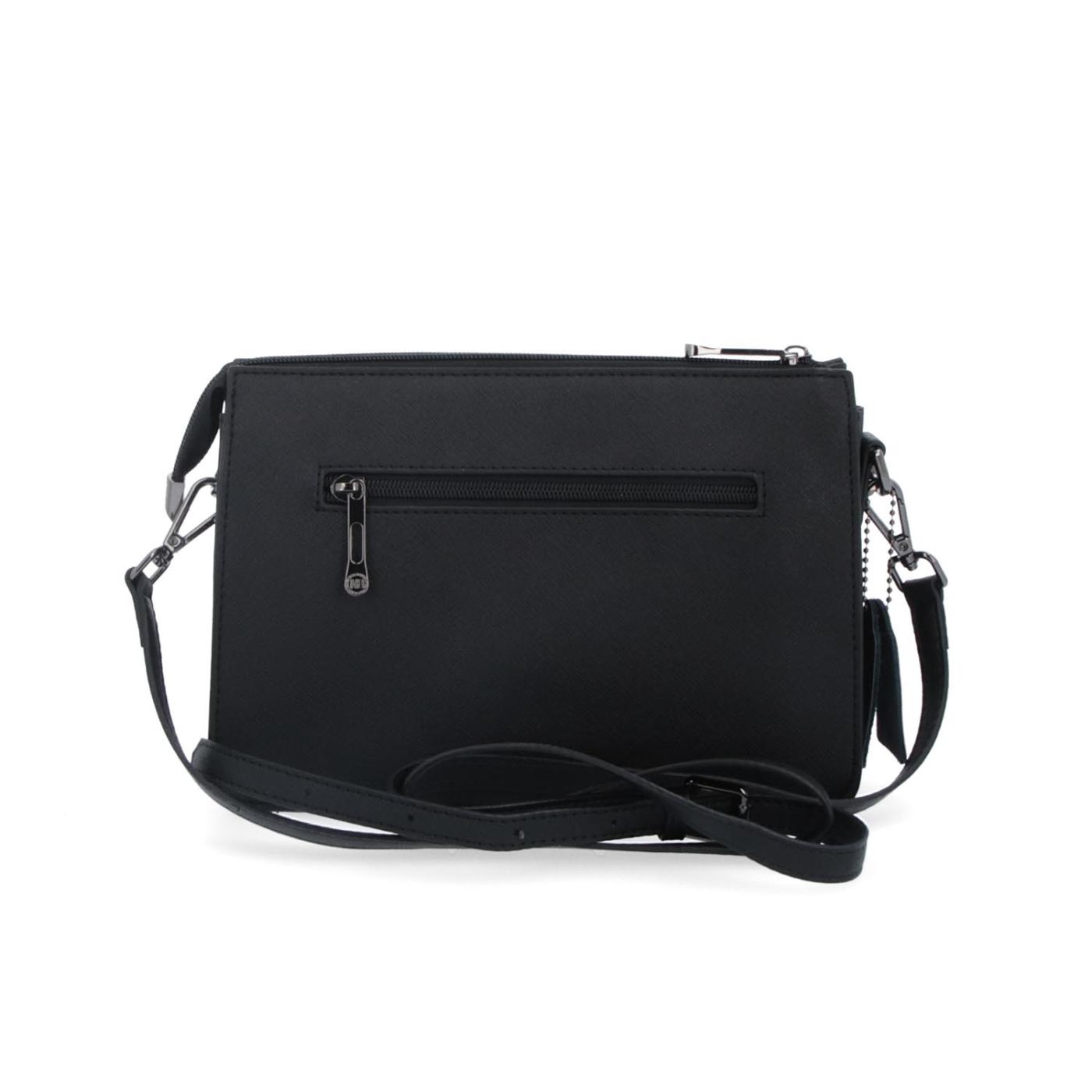 Elegantná crossbody kabelka Noelia Bolger materiál kože zapínanie na zips farba čierna veľkosť malá NB 0042 C Zozadu