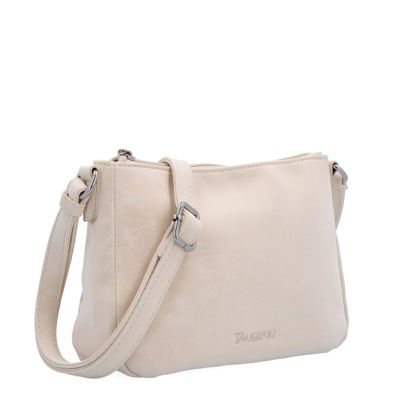 Malá minimalistická crossbody kabelka s hebkým povrchom Tangerin materiál syntetická koža zapínanie na zips farba béžová veľkosť malá 7016 BE