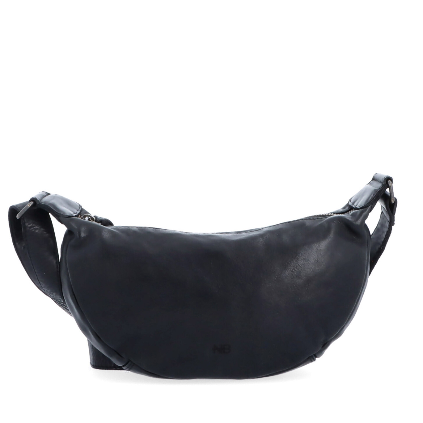 Malá kožená moonbag kabelka Noelia Bolger materiál kože zapínanie na zips farba čierna veľkosť malá NB 2411 C Spredu