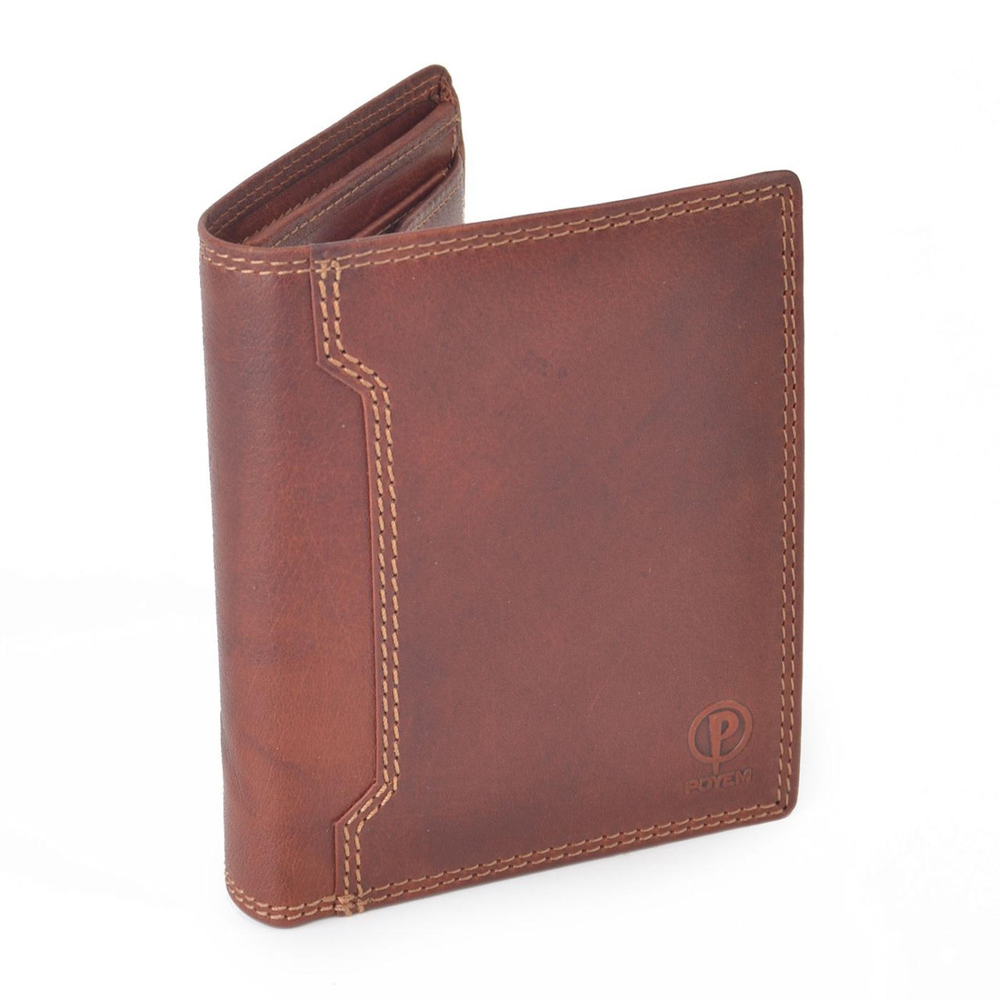 Kožená peňaženka na výšku Poyem materiál kože zapínanie Bez zapínania farba koňaková veľkosť stredná 5211 Poyem KO Polobok spredu