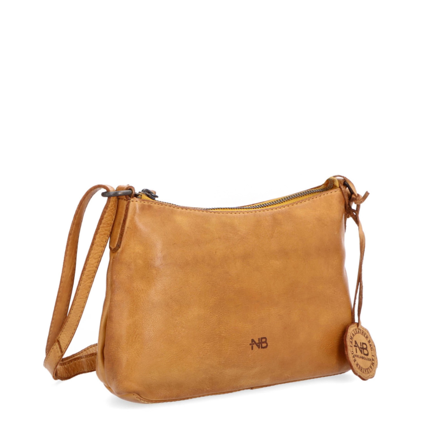 Praktická kožená crossbody na každý deň Noelia Bolger materiál kože zapínanie na zips farba žltá veľkosť malá NB 2406 ZLU