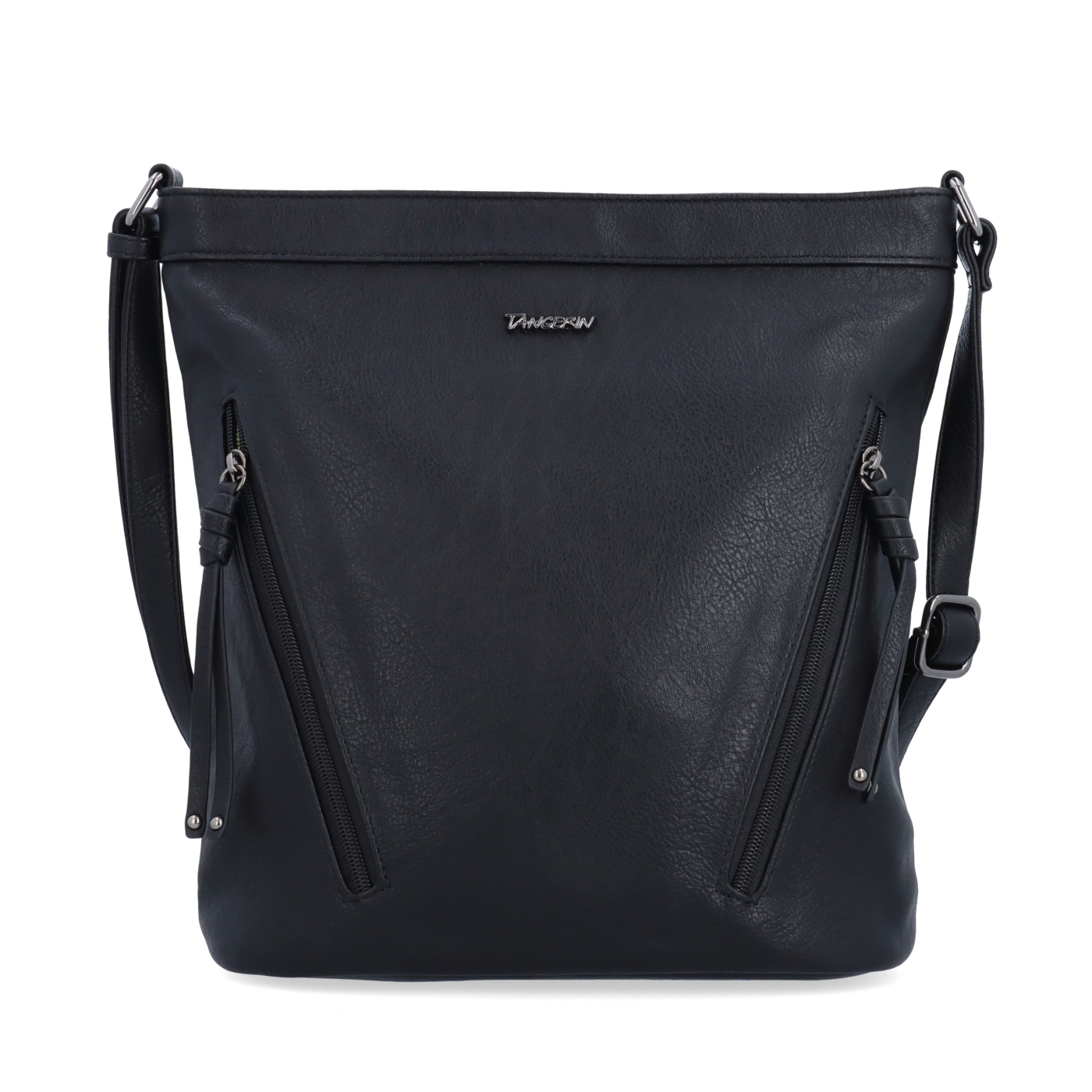 Crossbody kabelka s ozdobnými zipsami Tangerin materiál syntetická koža zapínanie na zips farba čierna veľkosť stredná 8050 C Spredu