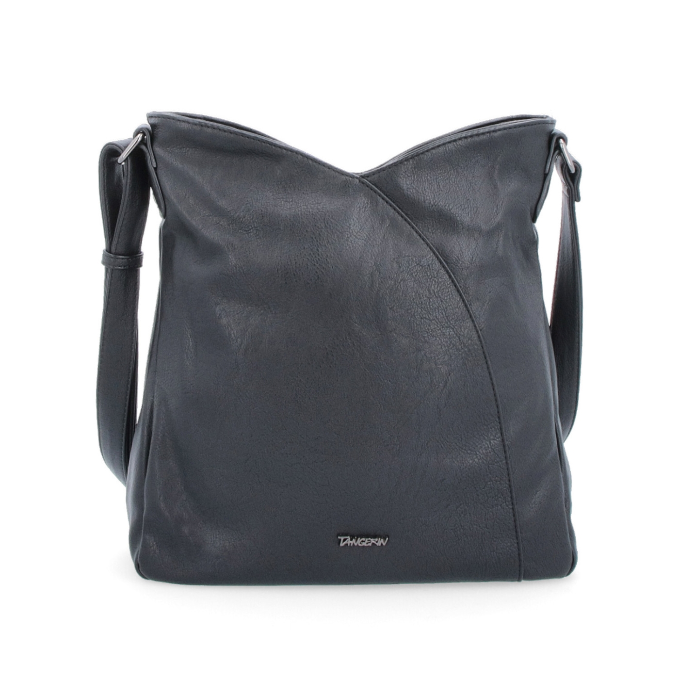 Asymetrická crossbody kabelka s prešívaním Tangerin materiál syntetická koža zapínanie na zips farba čierna veľkosť stredná 8023 C Spredu
