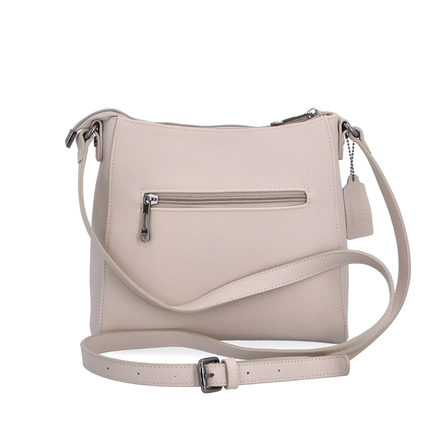 Kožená crossbody kabelka Noelia Bolger materiál kože zapínanie na zips farba sivá veľkosť malá NB 0074 SS Zozadu