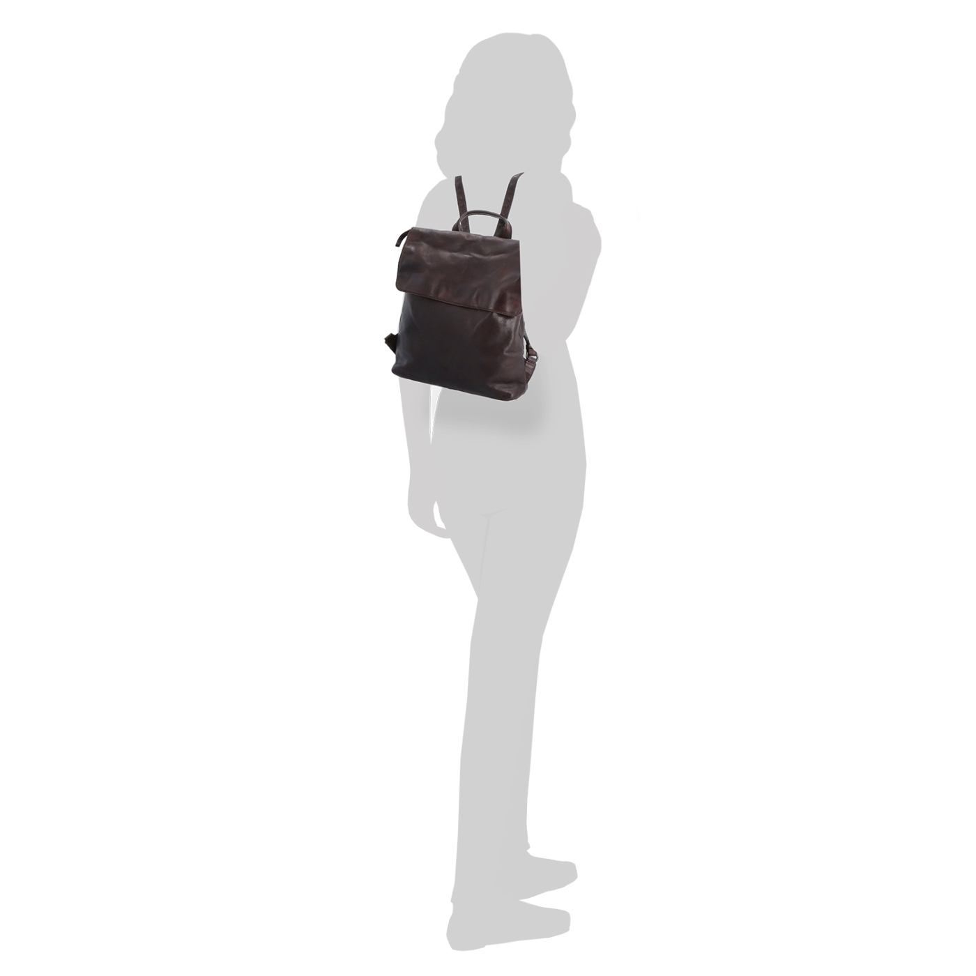 Kožený batoh s chlopňou vo vintage štýle Noelia Bolger materiál kože zapínanie na zips farba hnedá veľkosť stredná NB 2014 H Na postave