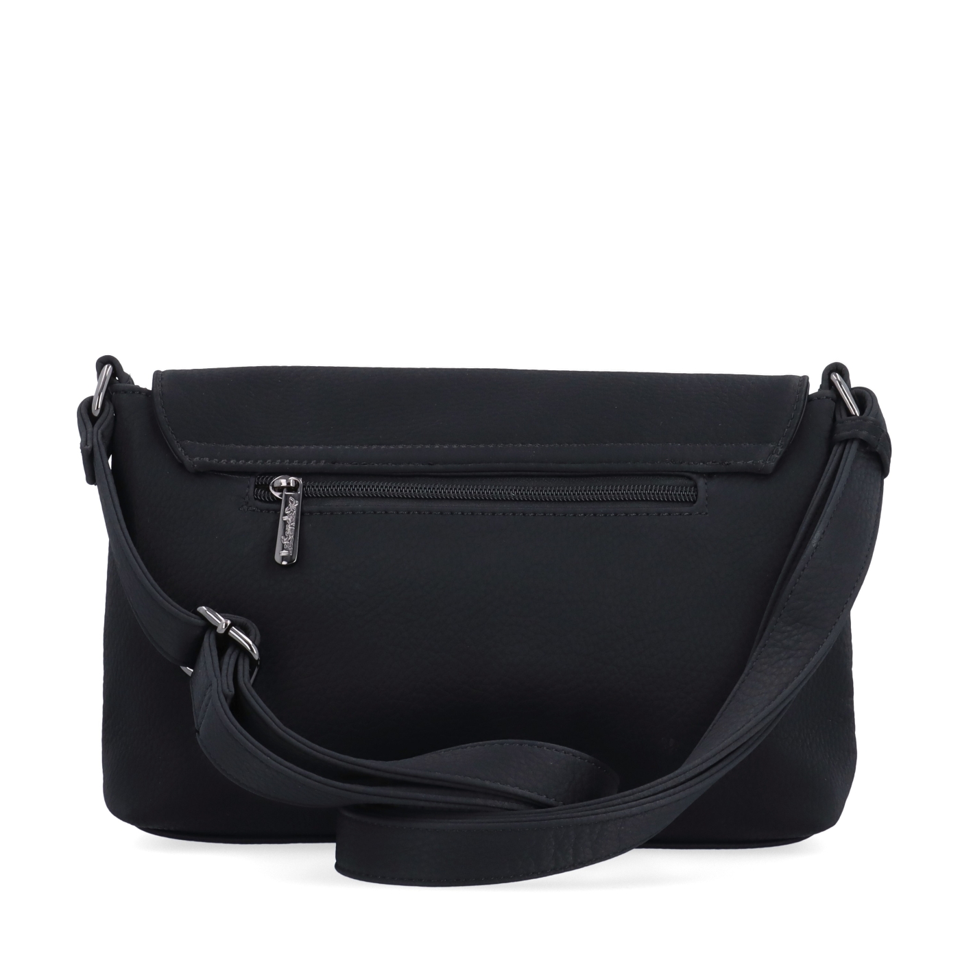 Elegantná crossbody kabelka s klopou Le Sands materiál syntetická koža zapínanie s chlopňou farba čierna veľkosť malá 4652 C Zozadu