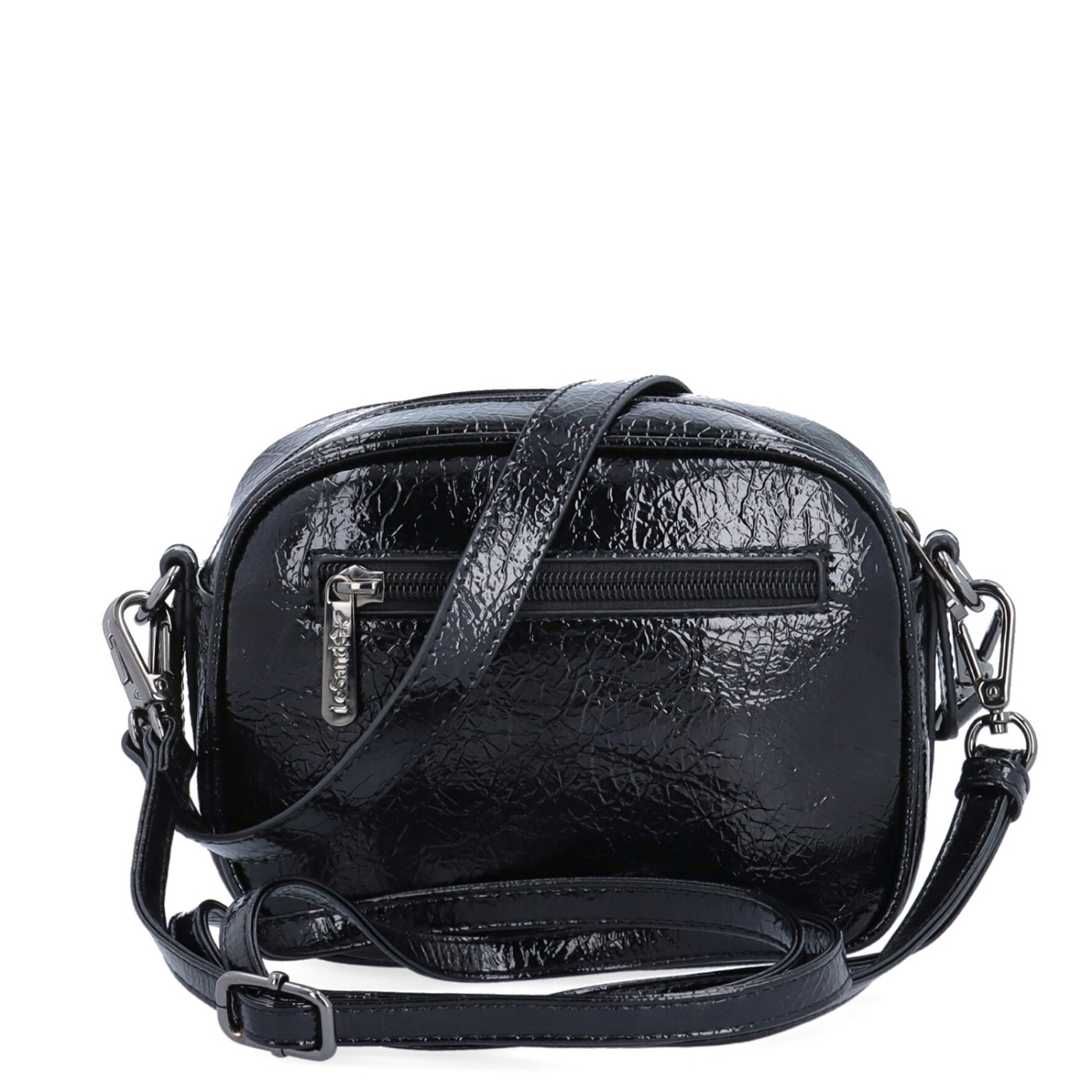 Malá crossbody kabelka so štruktúrovaným povrchom Le Sands materiál syntetická koža zapínanie na zips farba čierna veľkosť malá 4372 C Zozadu