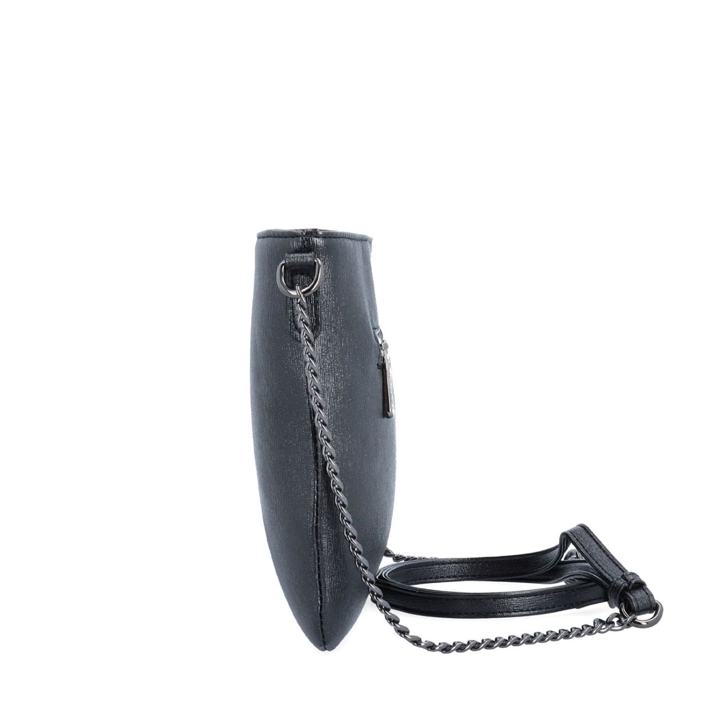 Elegantná crossbody kabelka s jemným leskom Le Sands materiál syntetická koža zapínanie na zips farba čierna veľkosť malá 4608 C Z boku