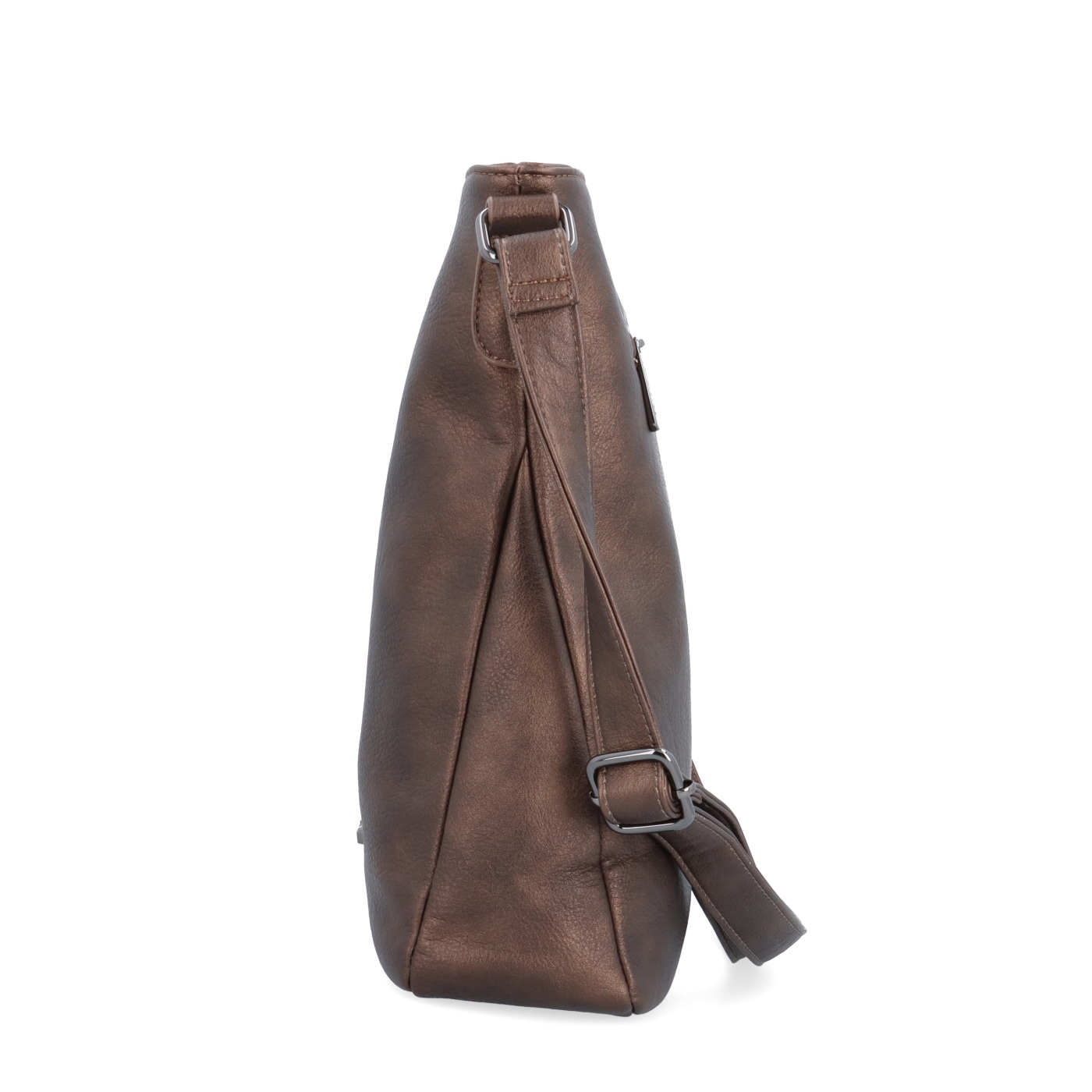 Crossbody kabelka s jednoduchým prešívaním Tangerin materiál syntetická koža zapínanie na zips farba metalíza veľkosť stredná 8003 BR Z boku