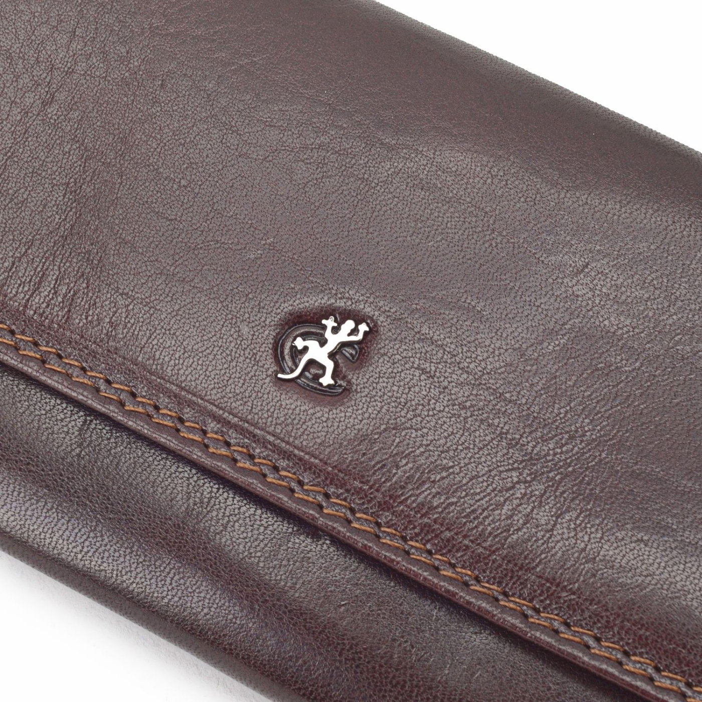 Dlhá kožená peňaženka Cosset materiál kože zapínanie na cvok farba hnedá veľkosť veľká 4493 Komodo H Logo