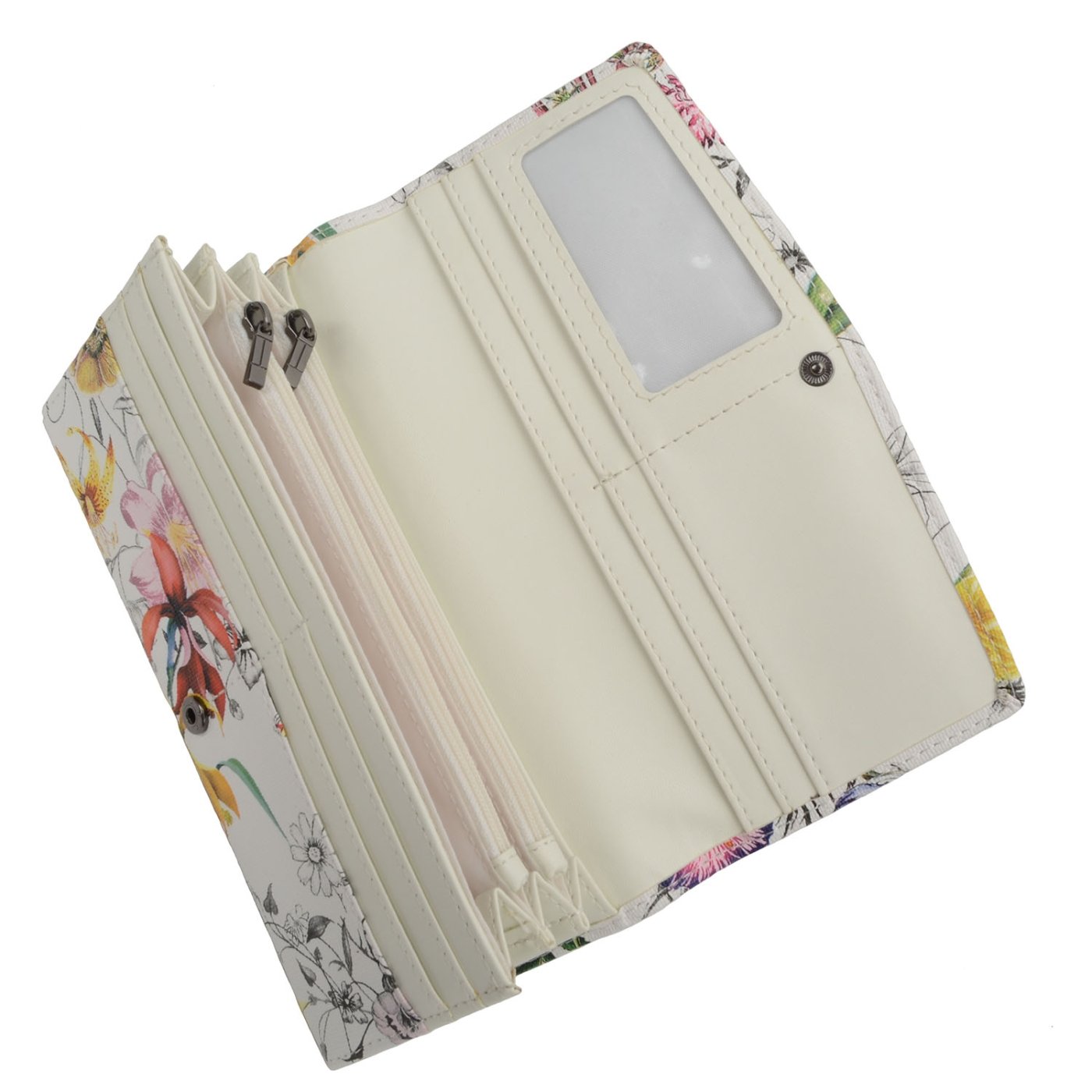 Veľká peňaženka s kvetmi Carmelo materiál syntetická koža zapínanie na cvok farba multicolor veľkosť veľká 2119 Print Zhora