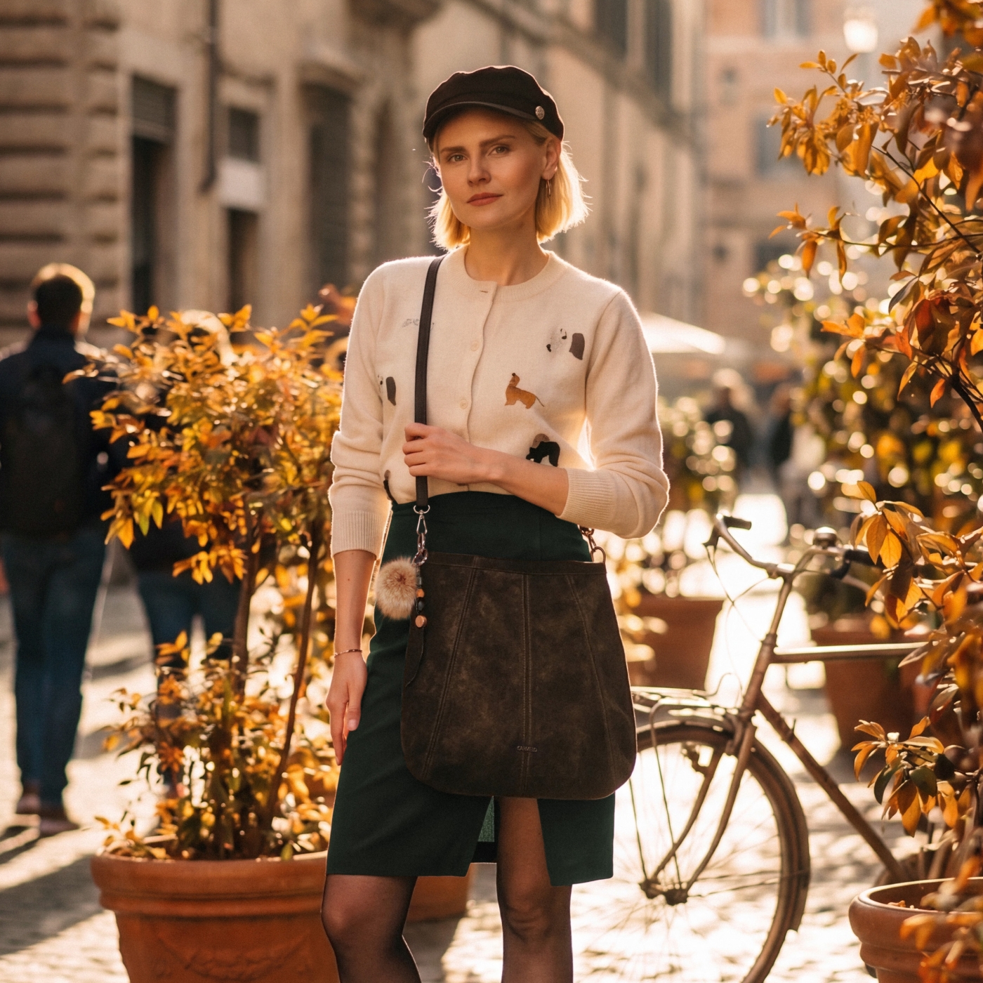 Praktická kabelka cez rameno aj crossbody s prešívaním Carmelo materiál syntetická koža zapínanie na zips farba hnedá veľkosť stredná 4656 TH Lifestyle