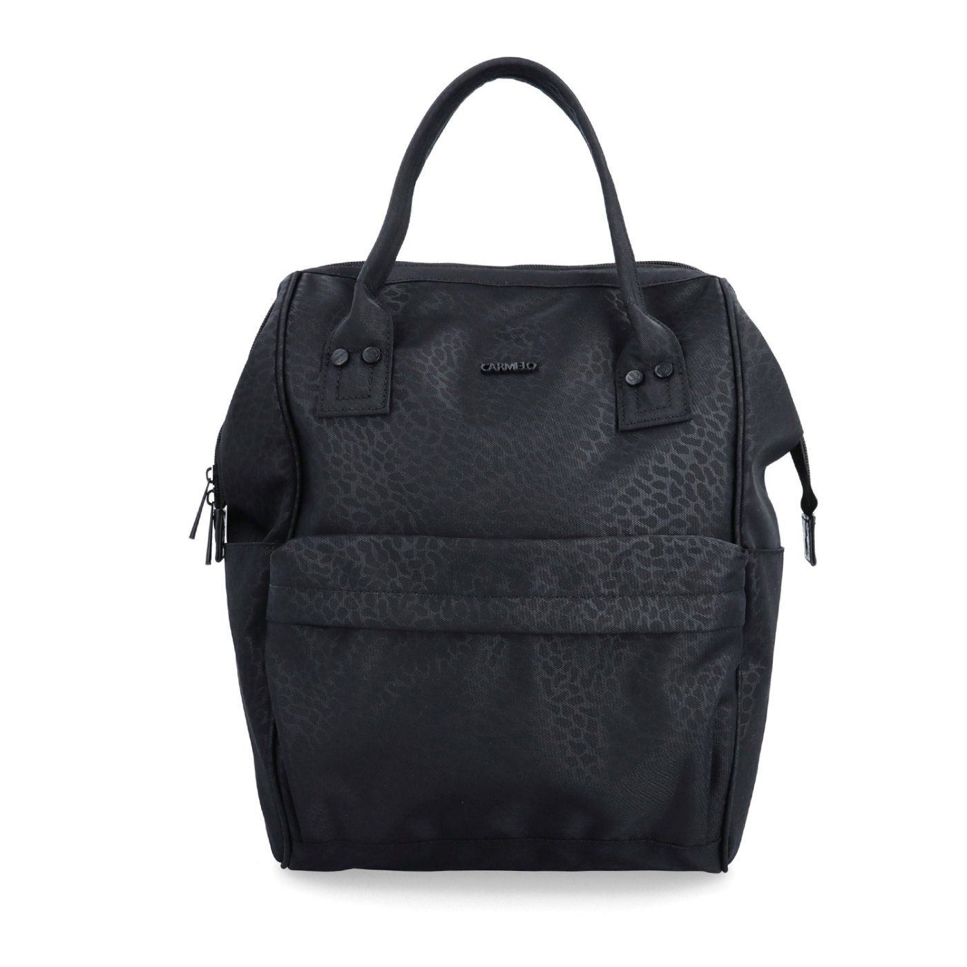 Veľký praktický batoh Carmelo Carmelo materiál nylon zapínanie na zips farba čierna veľkosť veľká 4319 C LE Spredu