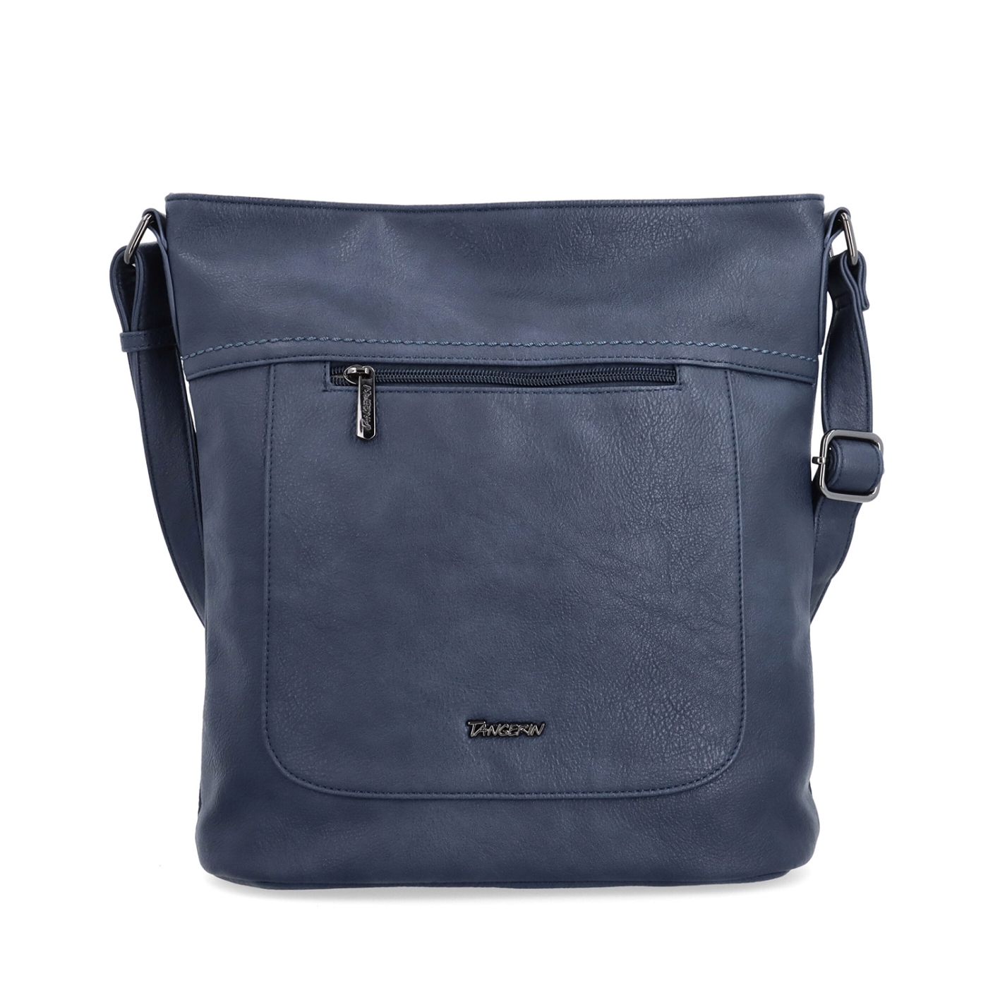 Crossbody kabelka s predným a zadným vreckom Tangerin materiál syntetická koža zapínanie na zips farba modrá veľkosť stredná 8036 TM Spredu