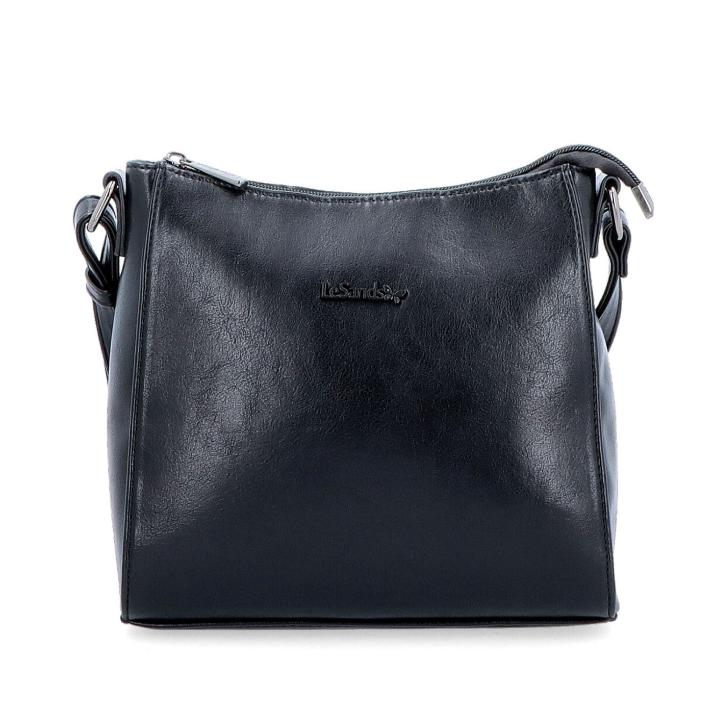 Minimalistická crossbody kabelka do mesta Le Sands materiál syntetická koža zapínanie na zips farba čierna veľkosť malá 7706 C Spredu