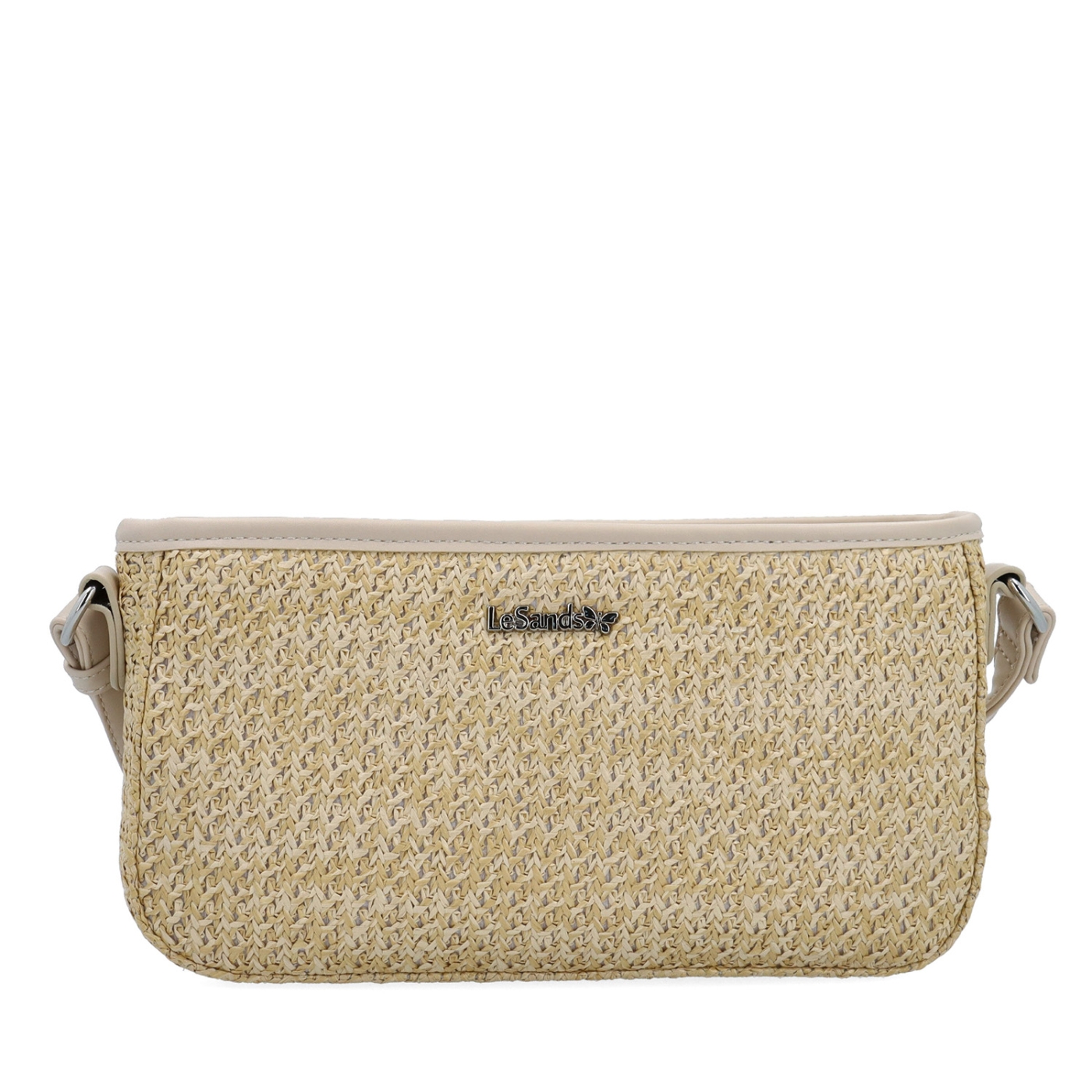 Malá crossbody kabelka v slamenom štýle Le Sands materiál syntetická koža zapínanie na zips farba béžová veľkosť malá 4616 BE Spredu