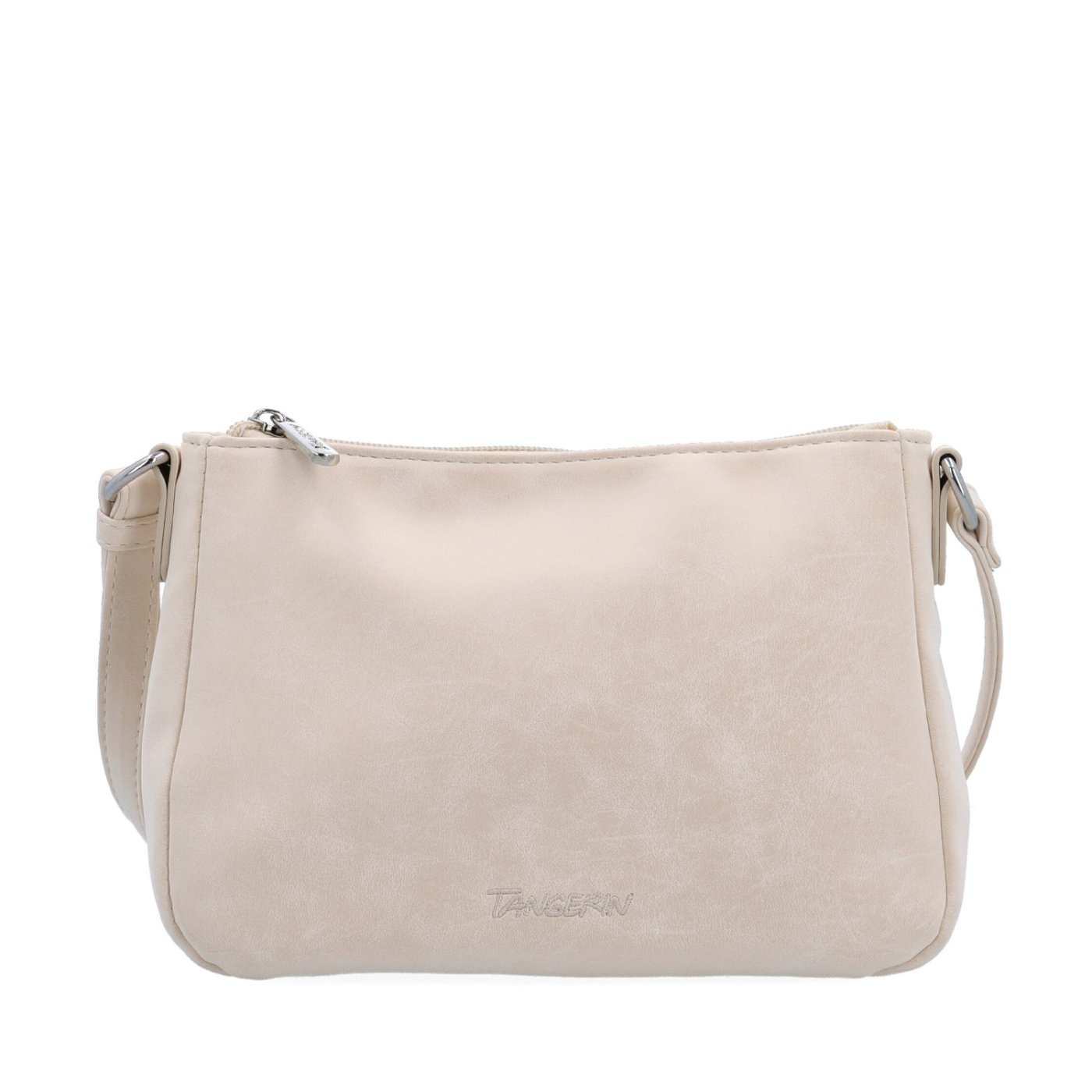 Malá minimalistická crossbody kabelka s hebkým povrchom Tangerin materiál syntetická koža zapínanie na zips farba béžová veľkosť malá 7016 BE Spredu