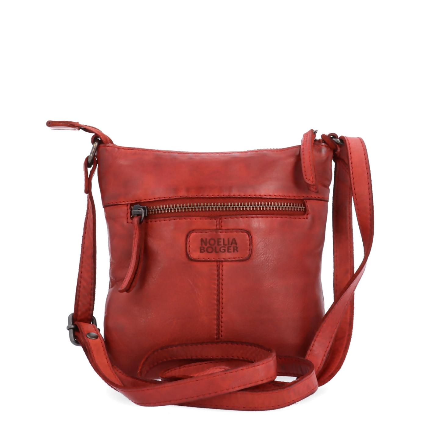 Elegantná kožená crossbody kabelka Noelia Bolger materiál kože zapínanie na zips farba červená veľkosť malá NB 2415 CV Zozadu