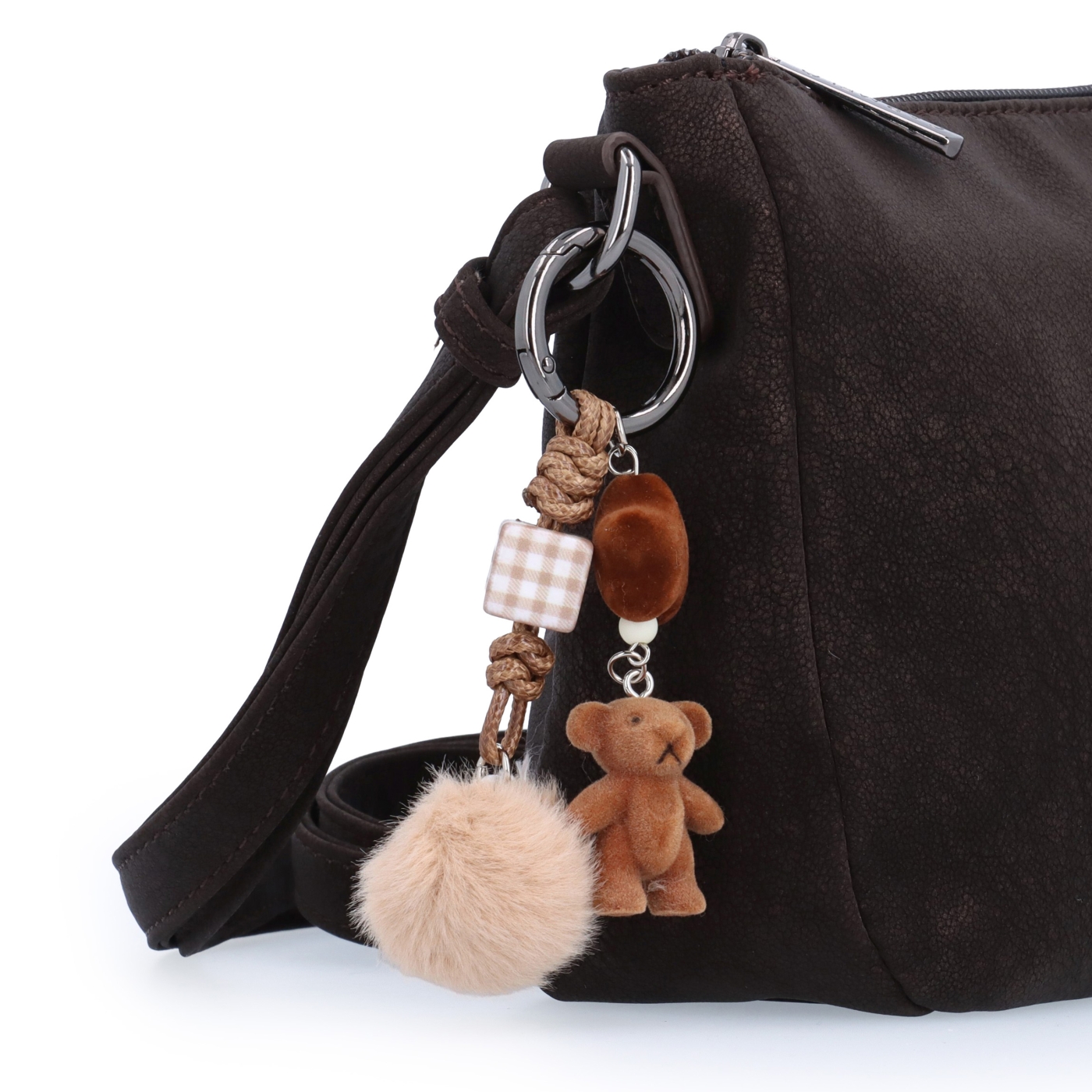Elegantná malá crossbody kabelka Carmelo materiál syntetická koža zapínanie na zips farba hnedá veľkosť malá 4666 TH Detail