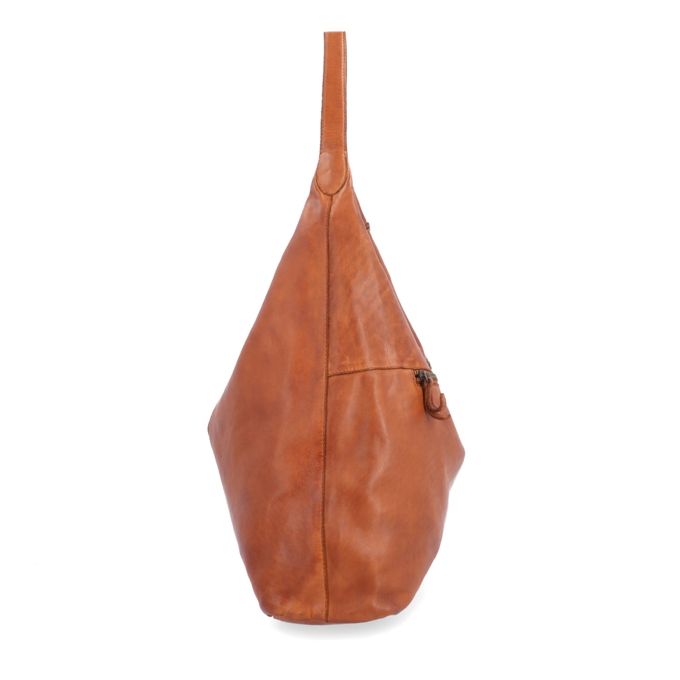 Veľká kožená hobo kabelka cez rameno Noelia Bolger materiál kože zapínanie na zips farba koňaková veľkosť veľká NB 2423 KO Z boku