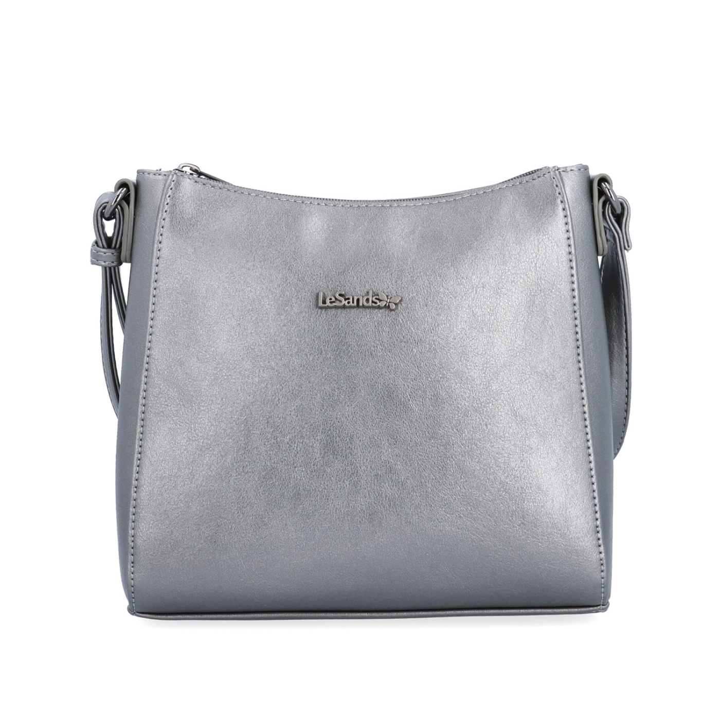 Minimalistická crossbody kabelka do mesta Le Sands materiál syntetická koža zapínanie na zips farba metalíza veľkosť malá 7706 TI Spredu