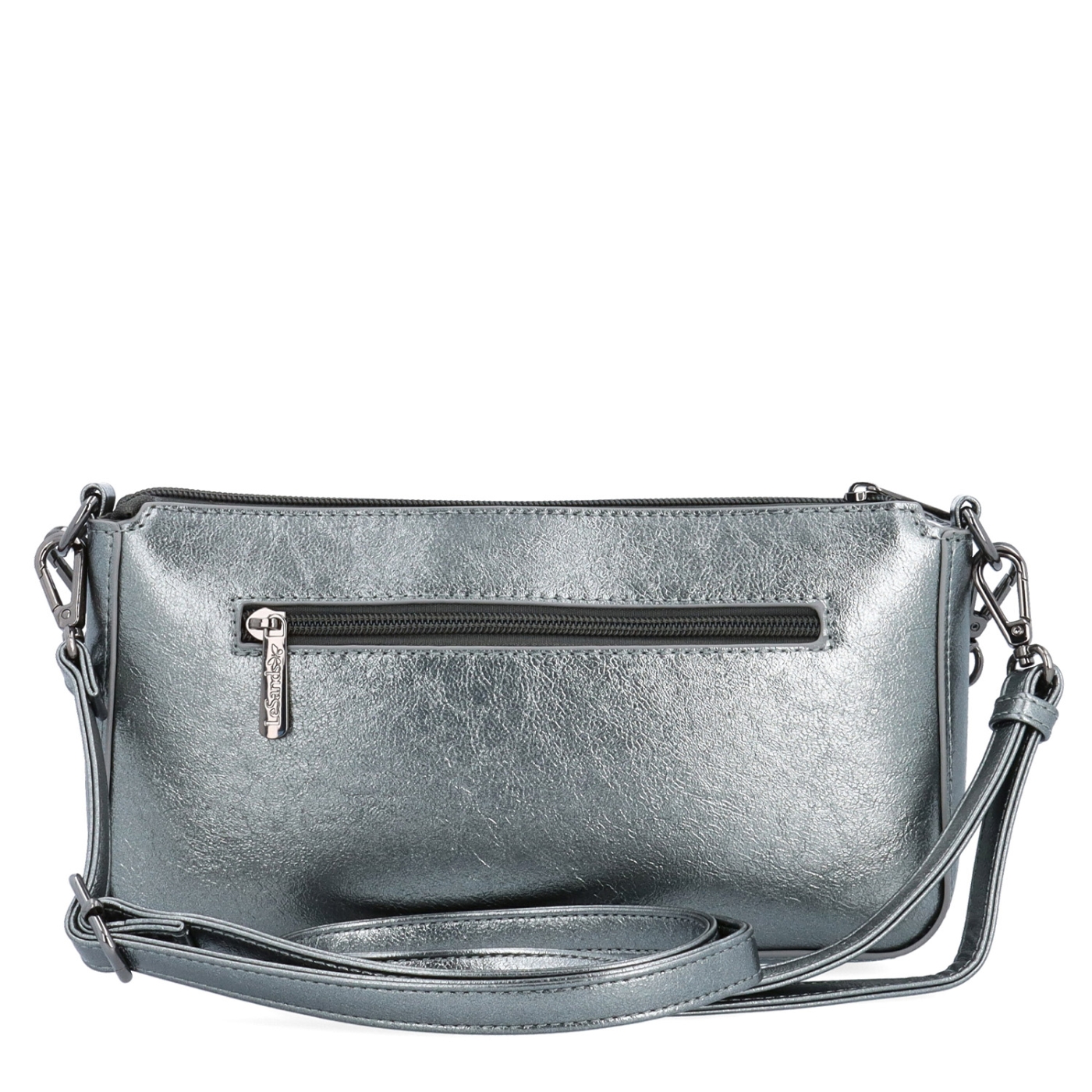 Malá crossbody kabelka s odnímateľnou retiazkou Le Sands materiál syntetická koža zapínanie na zips farba metalíza veľkosť malá 4610 TI Zozadu
