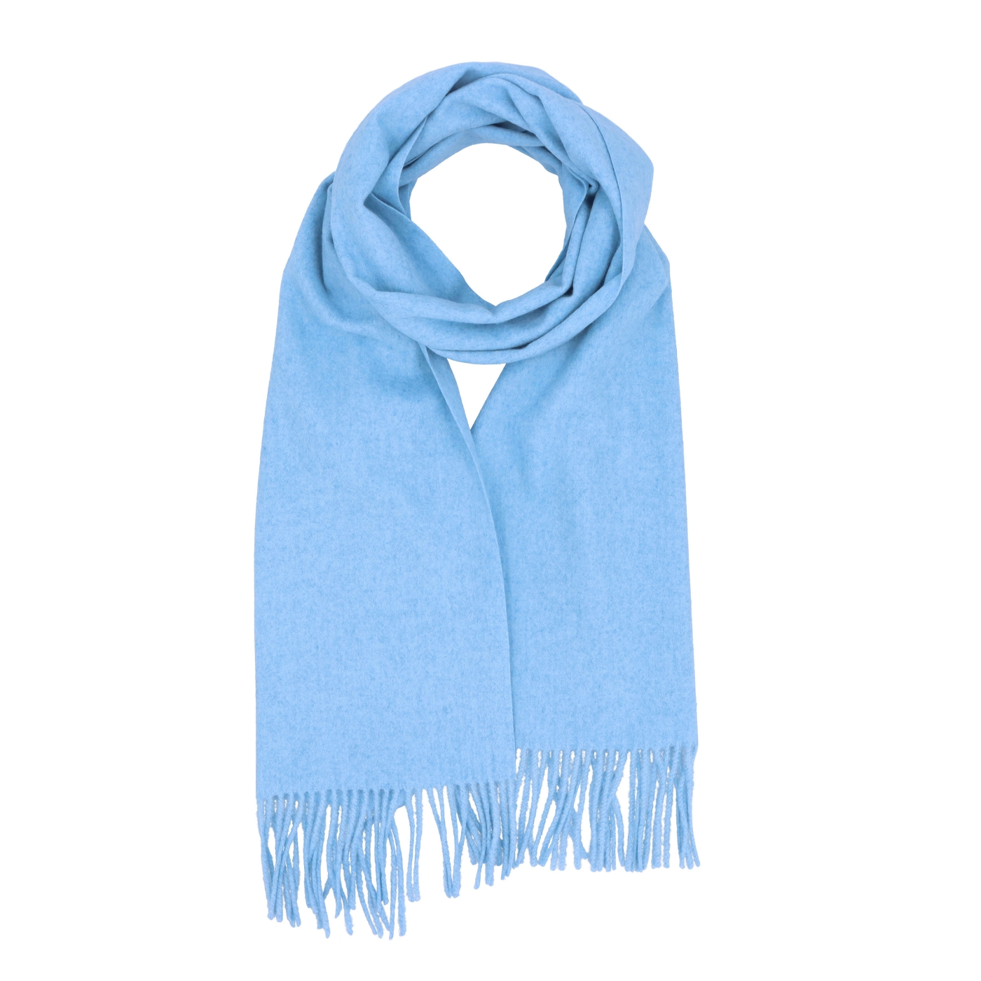 Elegantný jednofarebný šál so strapcami Noelia Bolger materiál Polyester s prímesou vlny farba modrá KZ003 - 06