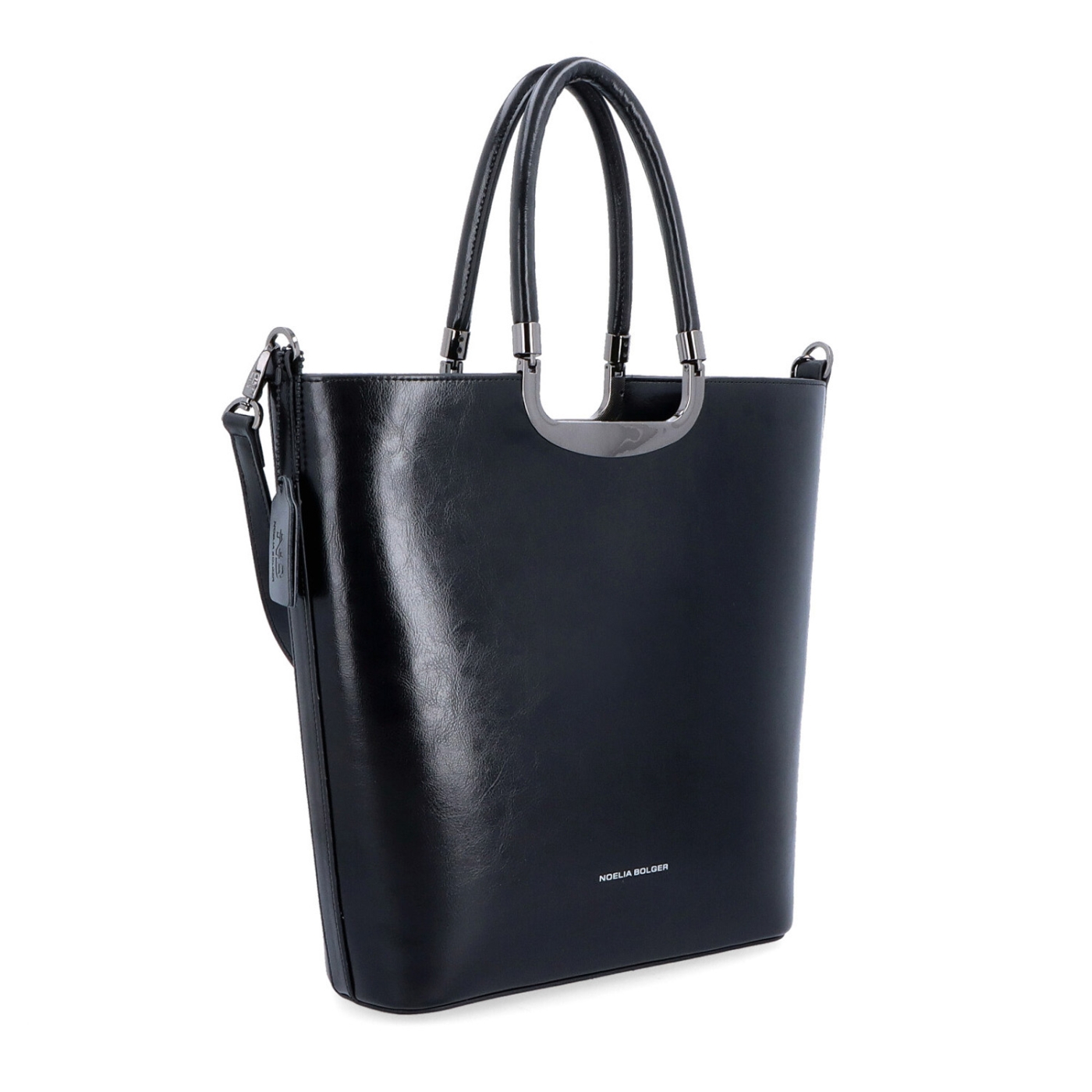 Veľká kožená shopper kabelka Noelia Bolger materiál kože zapínanie na zips farba čierna veľkosť veľká NB 0093 C