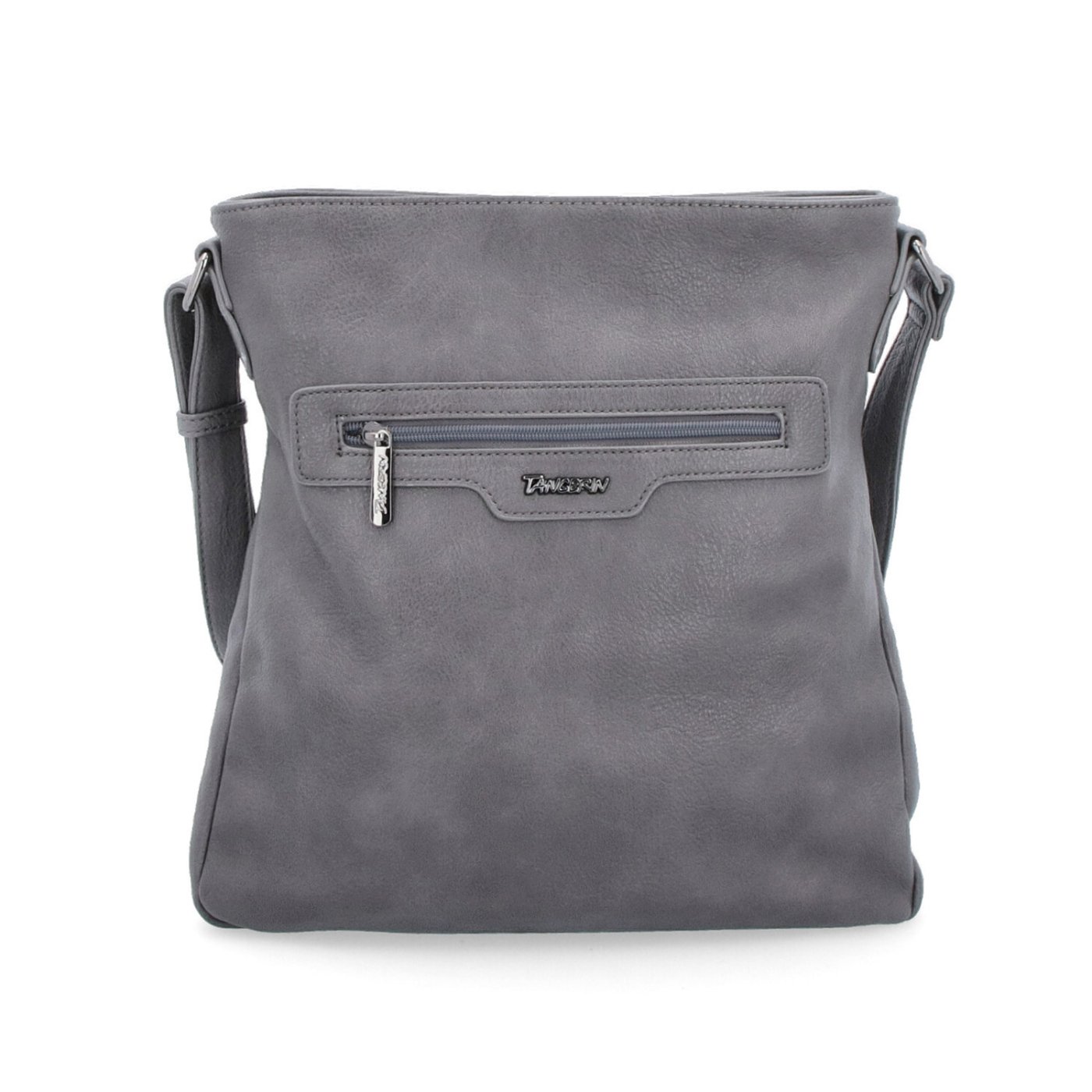 Crossbody kabelka s vonkajšími vreckami Tangerin materiál syntetická koža zapínanie na zips farba sivá veľkosť stredná 8008 TS Spredu
