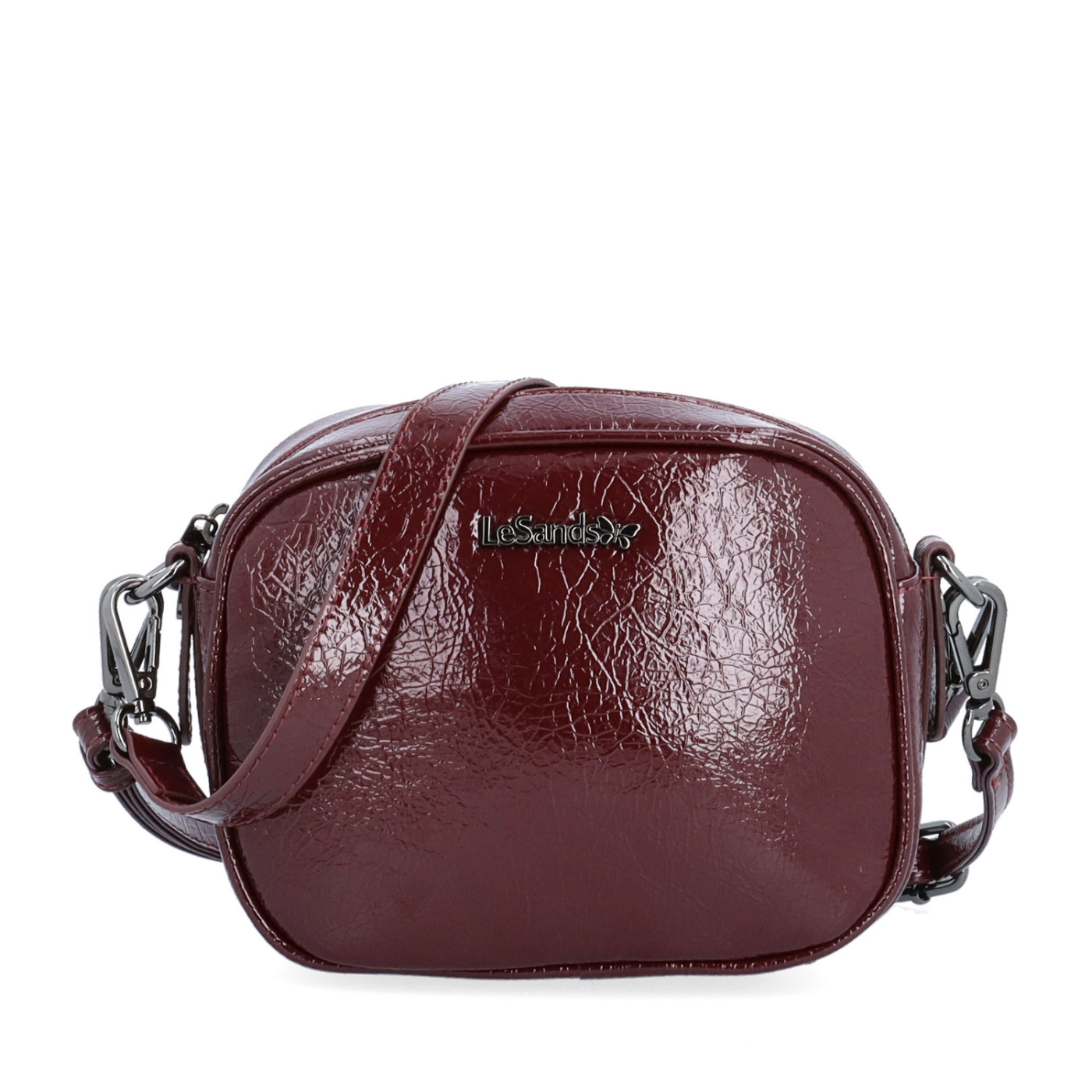 Malá crossbody kabelka so štruktúrovaným povrchom Le Sands materiál syntetická koža zapínanie na zips farba vínová veľkosť malá 4372 BO Spredu