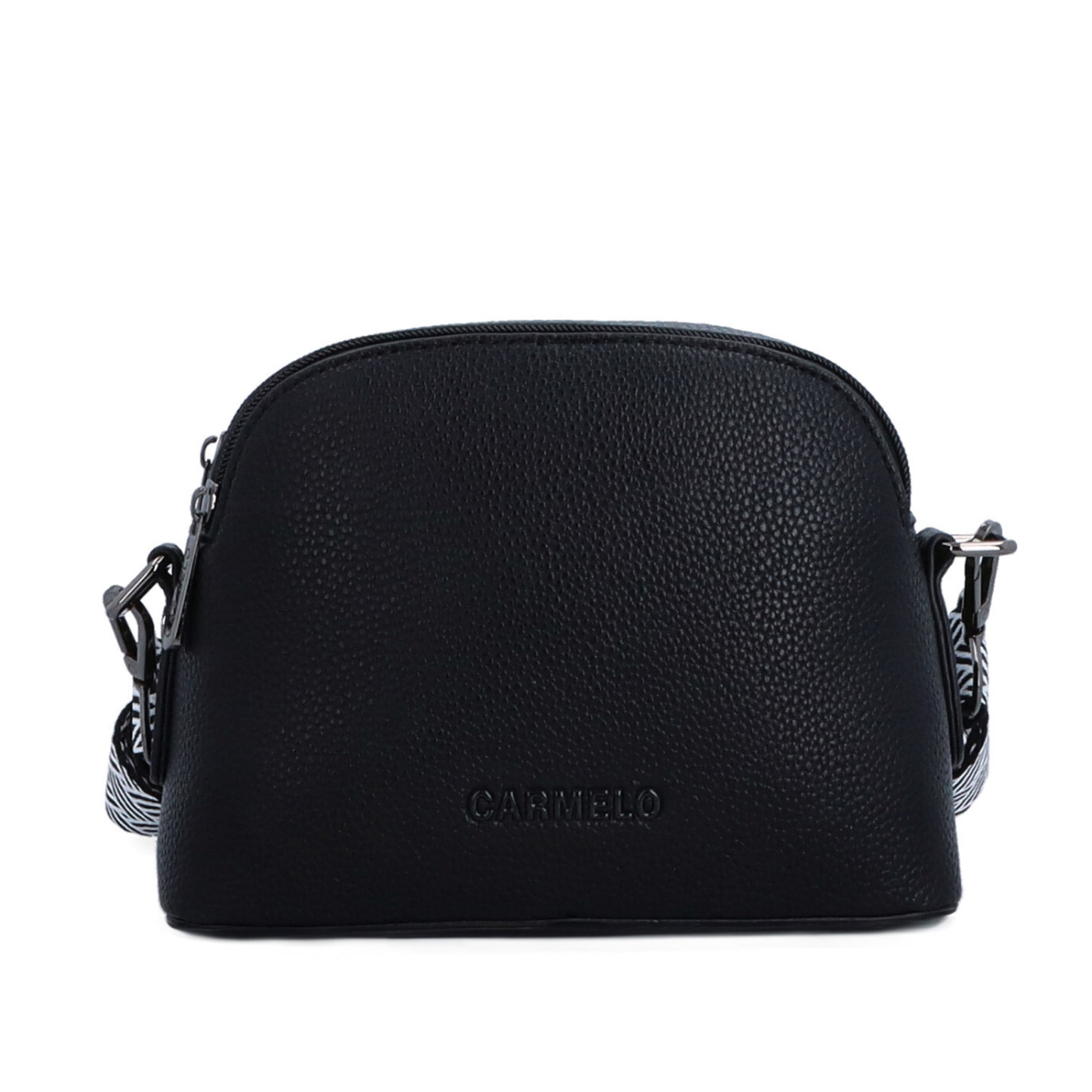 Malá crossbody kabelka so širokým popruhom Carmelo materiál syntetická koža zapínanie na zips farba čierna veľkosť malá 4355 C Spredu
