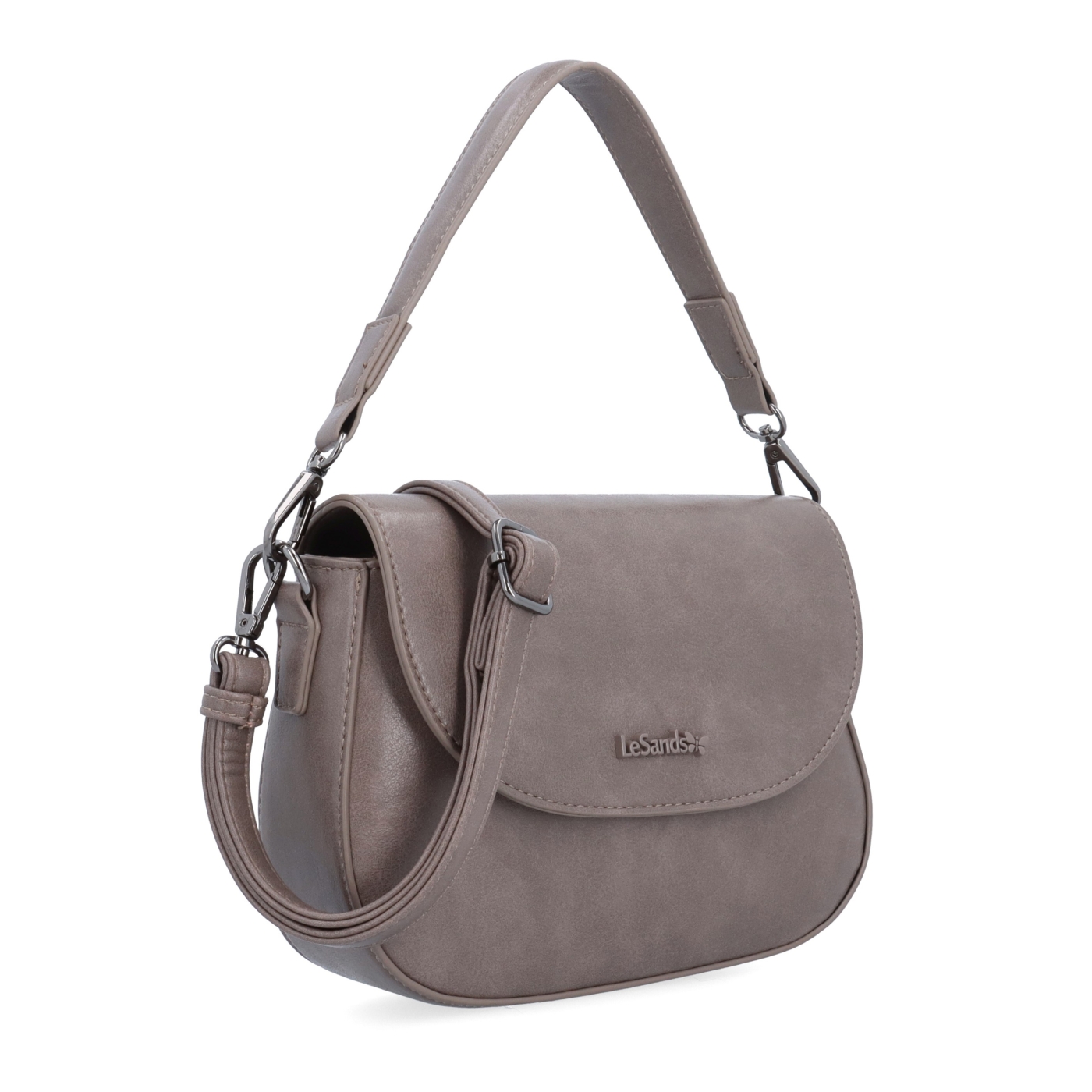 Štýlová crossbody kabelka s chlopňou Le Sands materiál syntetická koža zapínanie s chlopňou farba taupe veľkosť malá 7730 T