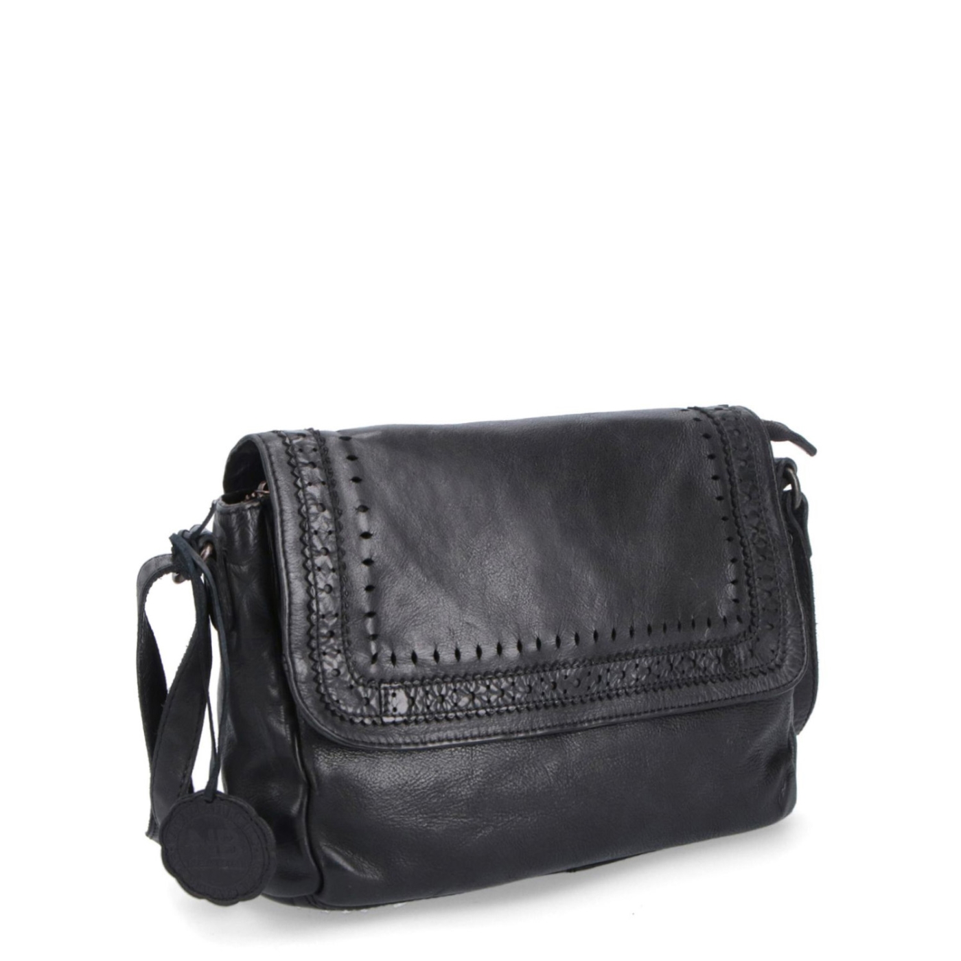Dizajnová kožená crossbody kabelka s chlopňou Noelia Bolger materiál kože zapínanie na zips farba čierna veľkosť malá NB 2026 C