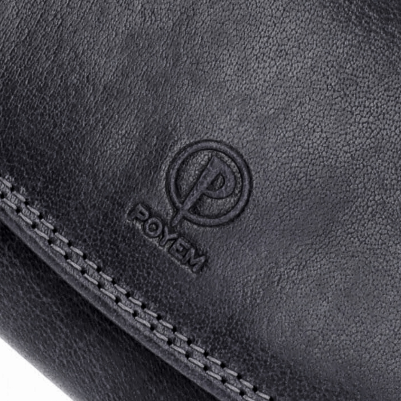 Kožená peňaženka s dvoma zipsami Poyem materiál kože zapínanie na cvok farba čierna veľkosť veľká 5215 Poyem C Logo