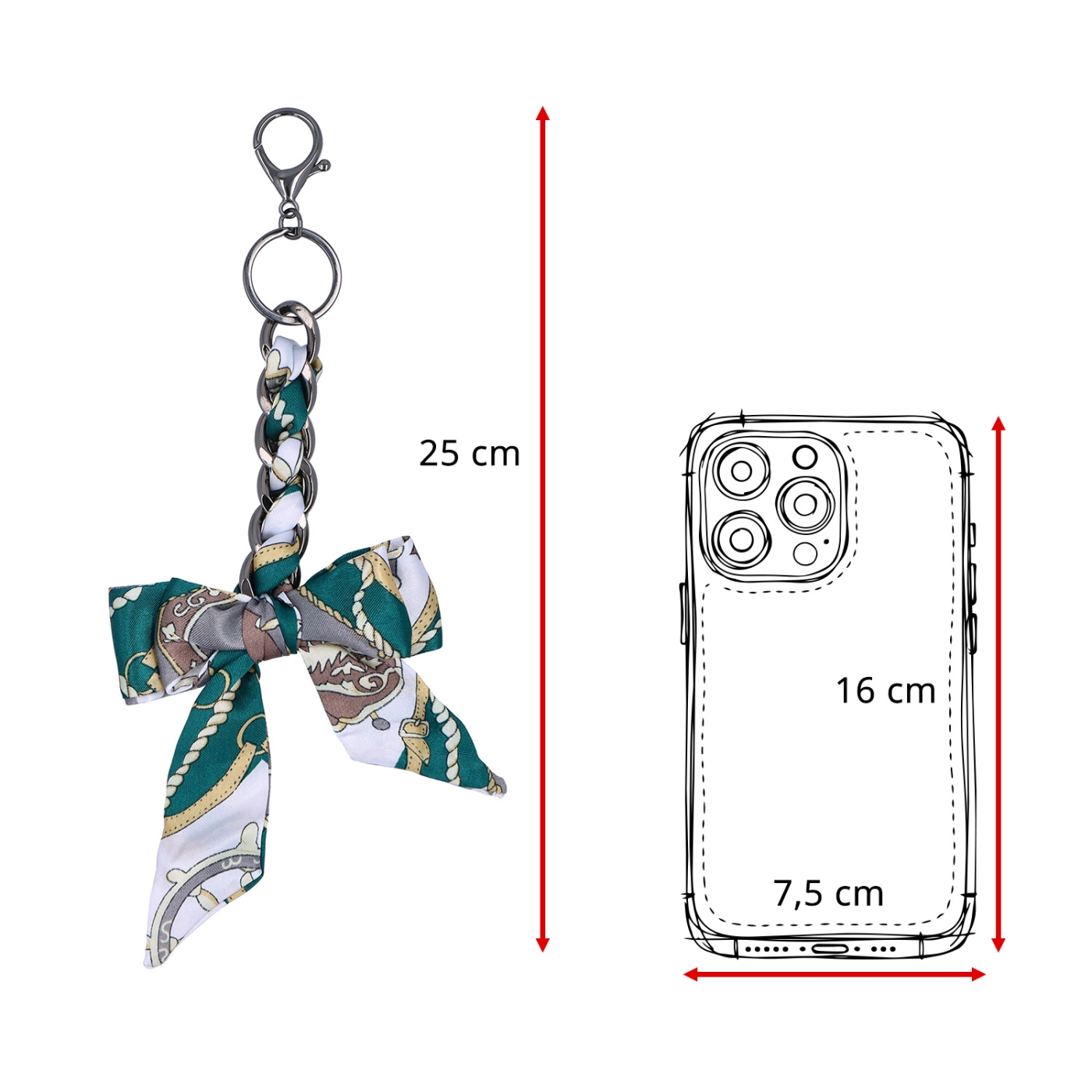 Prívesok na kabelku s mašľou a karabínkou Indee materiál textil farba multicolor D014