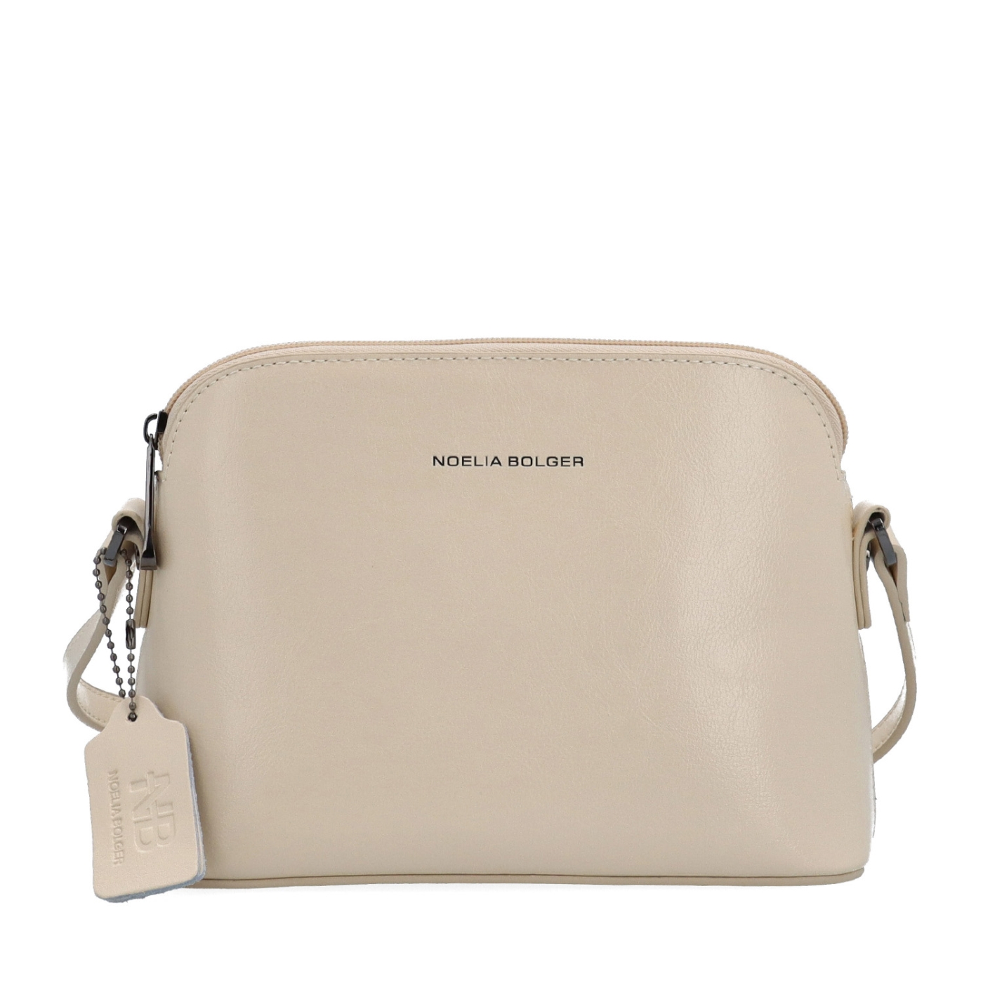 Luxusná malá kožená crossbody kabelka Noelia Bolger materiál kože zapínanie na zips farba béžová veľkosť malá NB 0080 BE Spredu