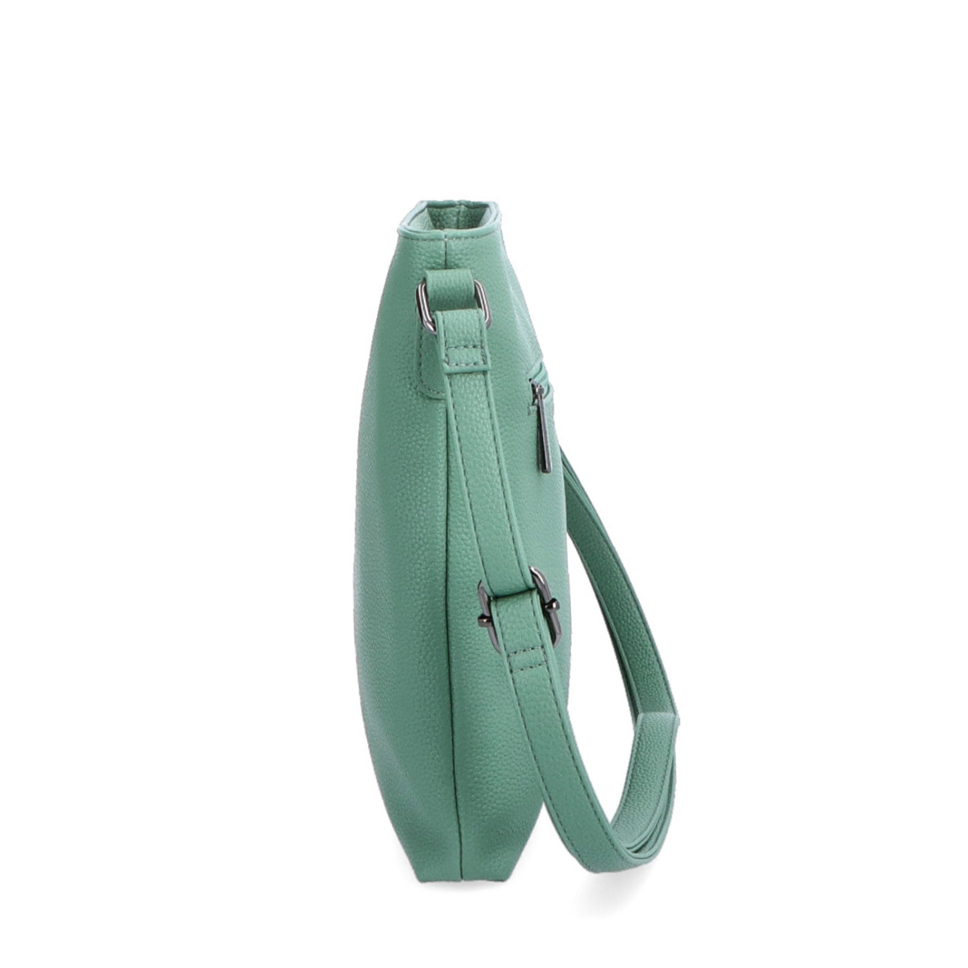 Crossbody kabelka so zipsom Carmelo materiál syntetická koža zapínanie na zips farba zelená veľkosť malá 4324 ZE Z boku
