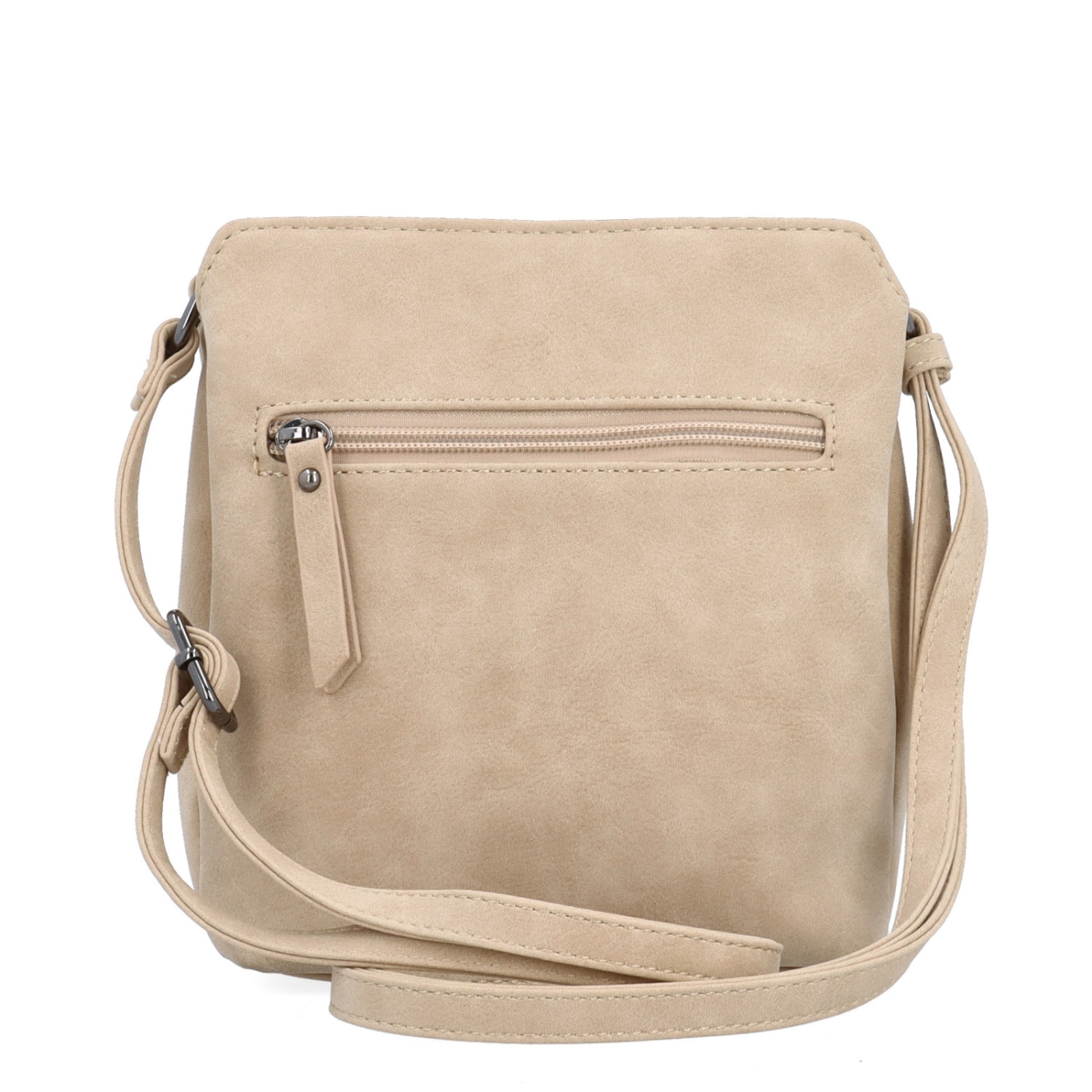 Praktická crossbody kabelka so štruktúrovaným vnútrom Tangerin materiál syntetická koža zapínanie na zips farba béžová veľkosť malá 1117 BE Zozadu