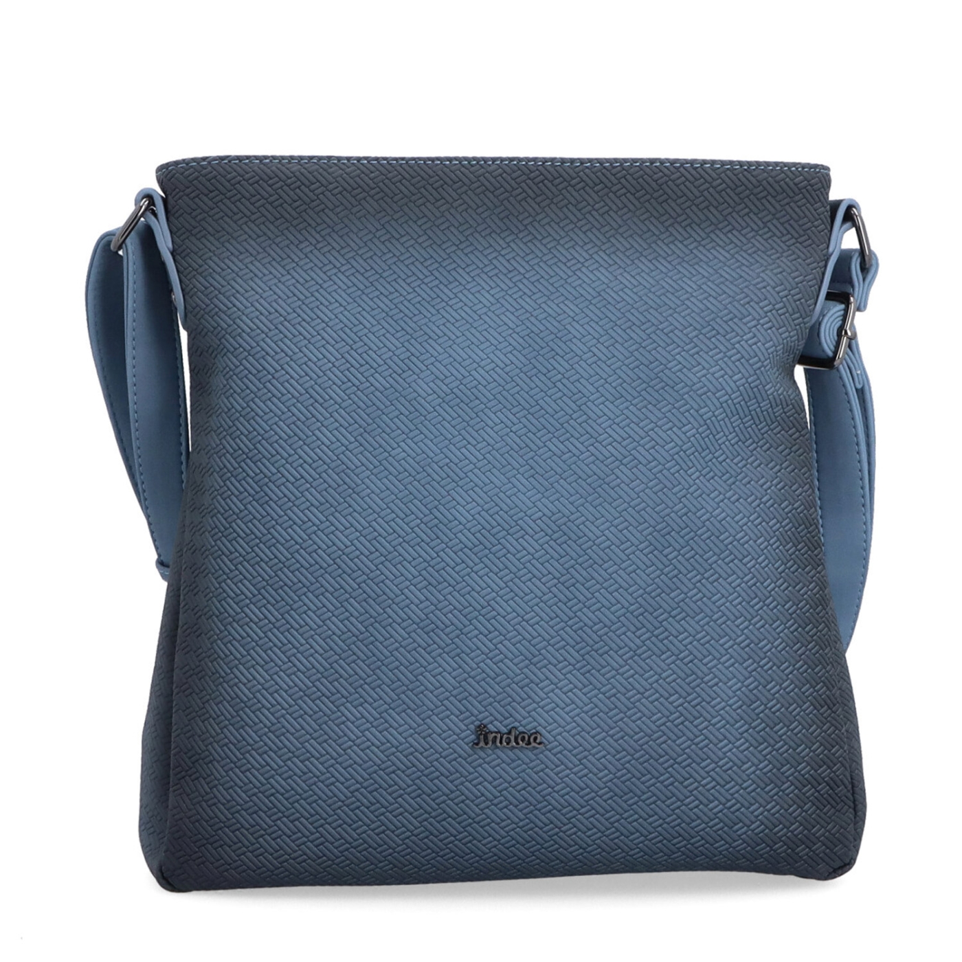 Stredná jednoduchá crossbody kabelka Indee materiál syntetická koža zapínanie na zips farba modrá veľkosť stredná 6317 M Spredu